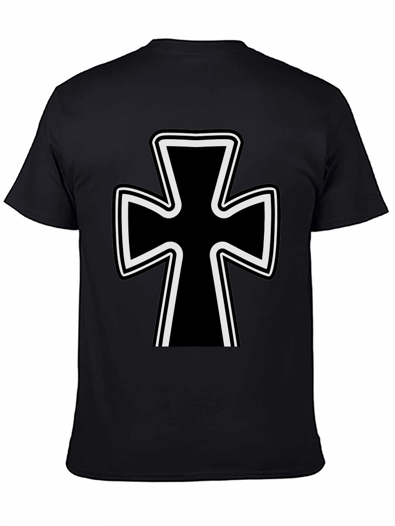 Black T-Shirt with Iron Cross Design