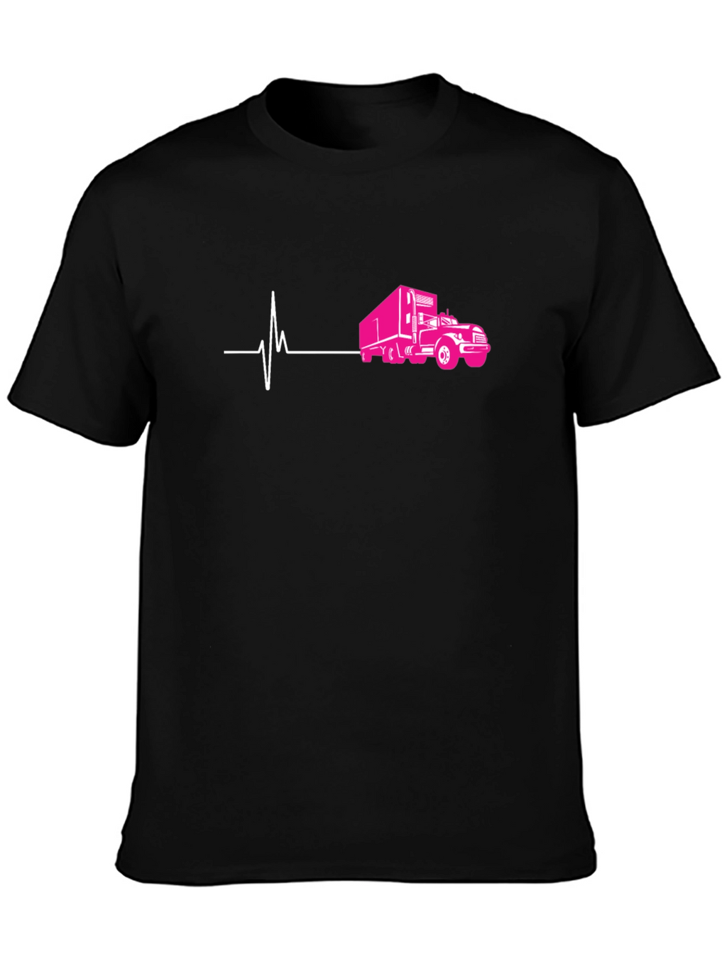 Truck Heartbeat Graphic Tee - Black Cotton T-Shirt