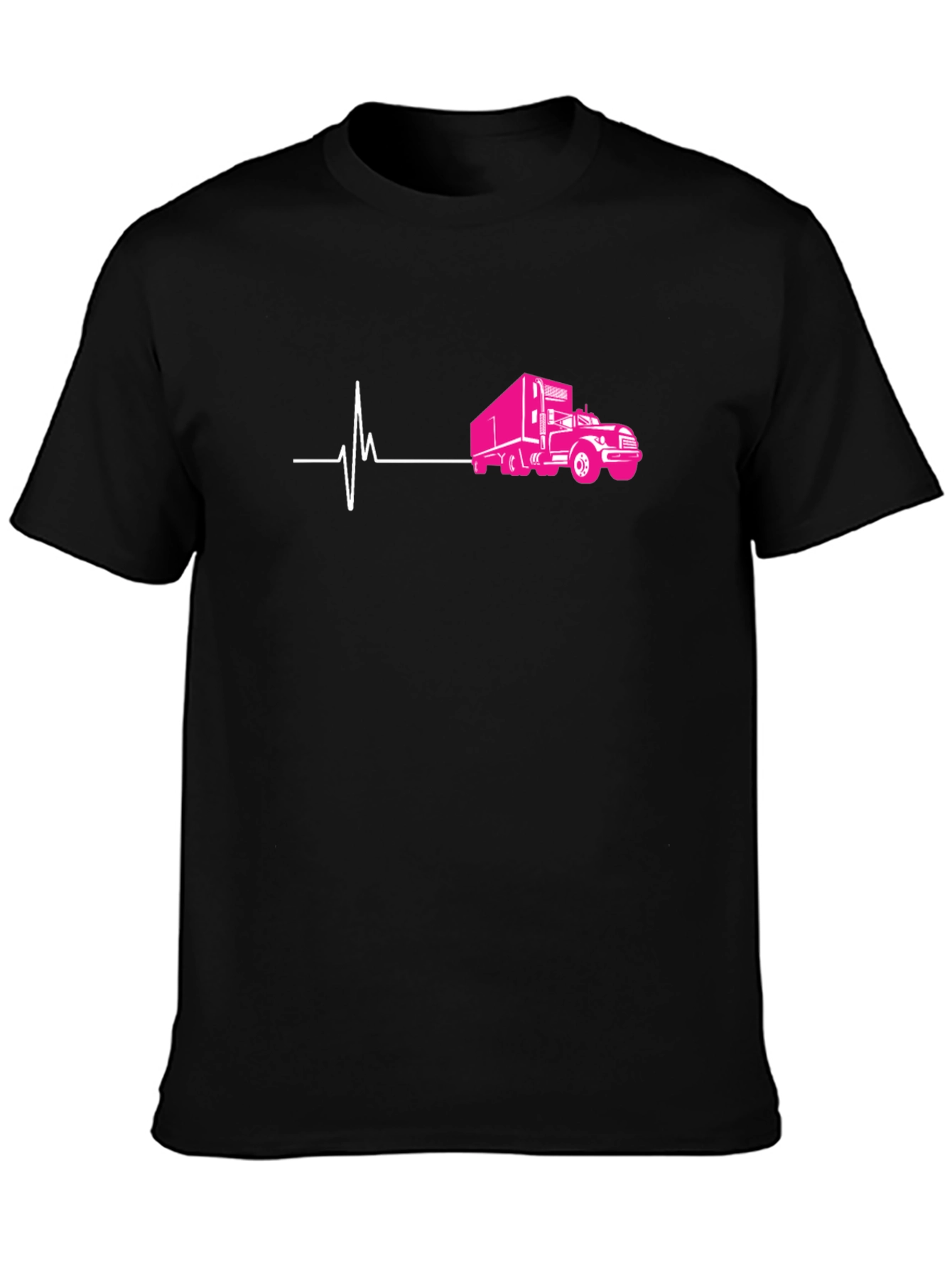 Truck Heartbeat Graphic Tee - Black Cotton T-Shirt