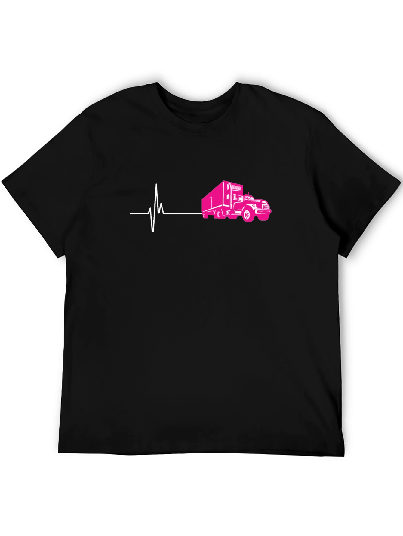 Truck Heartbeat Graphic Tee - Black Cotton T-Shirt
