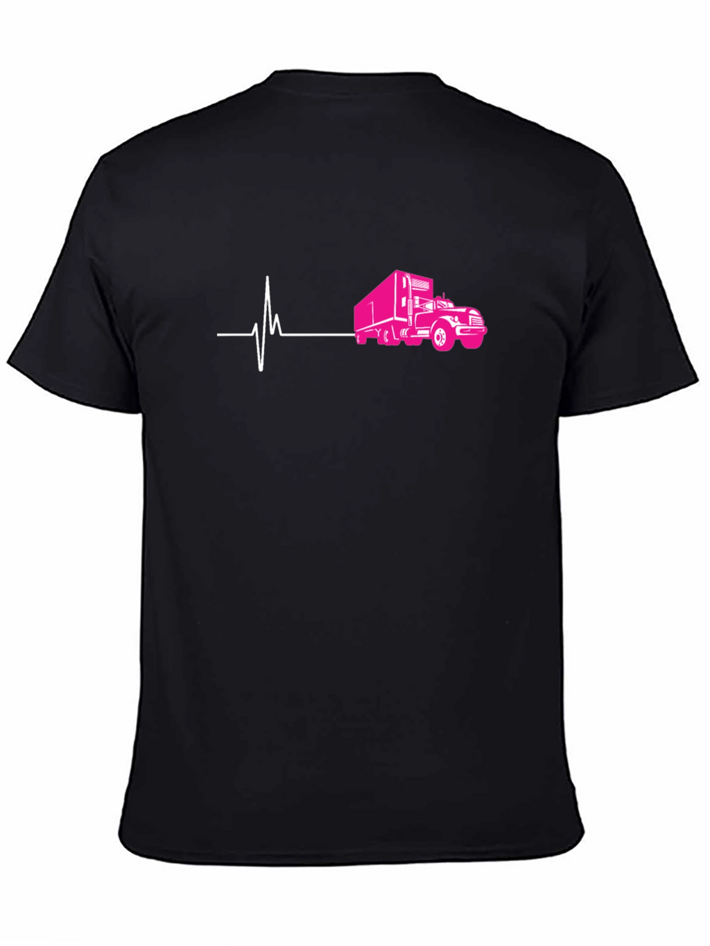 Truck Heartbeat Graphic Tee - Black Cotton T-Shirt