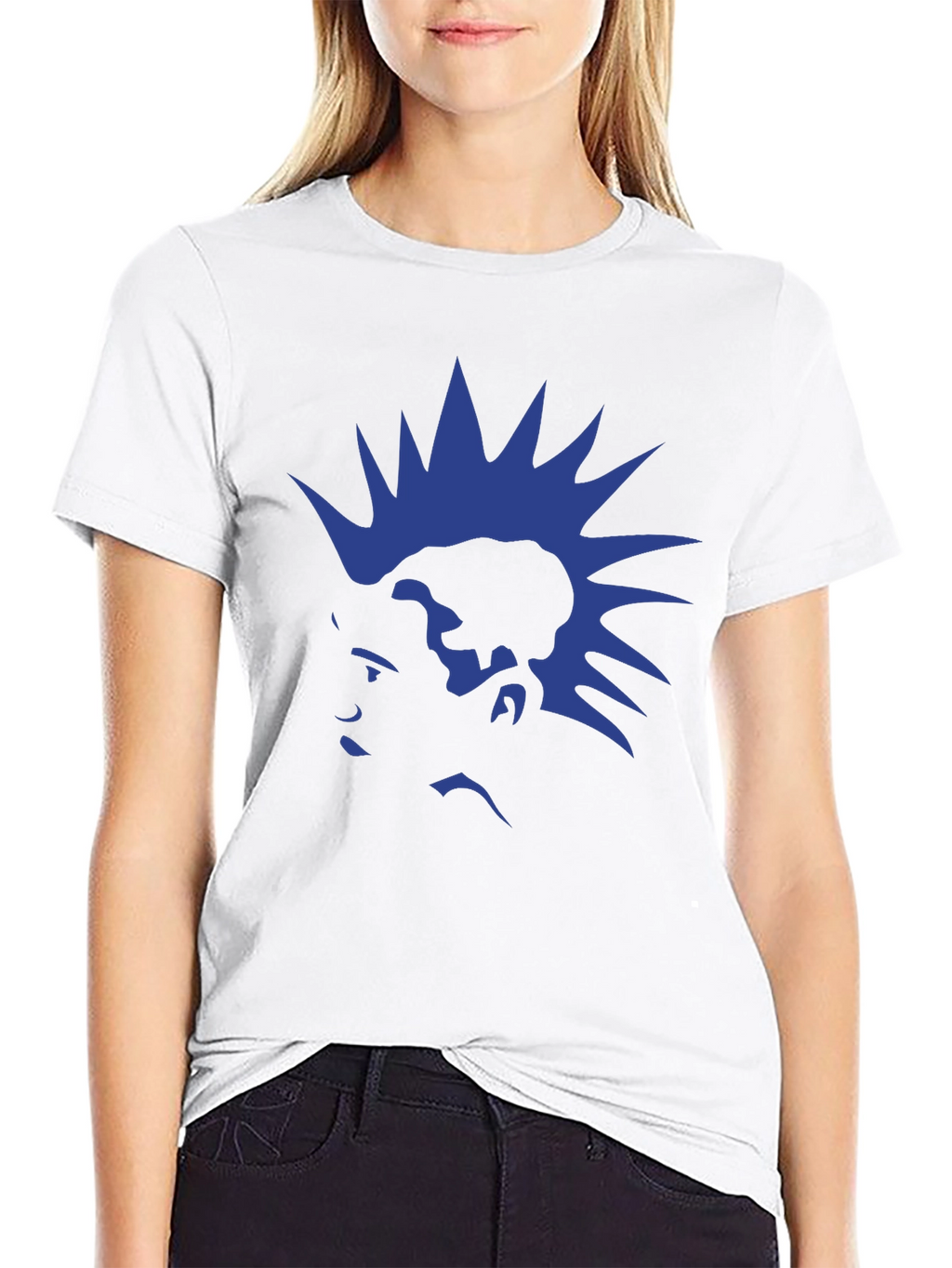 Blue Mohawk Graphic Black T-Shirt