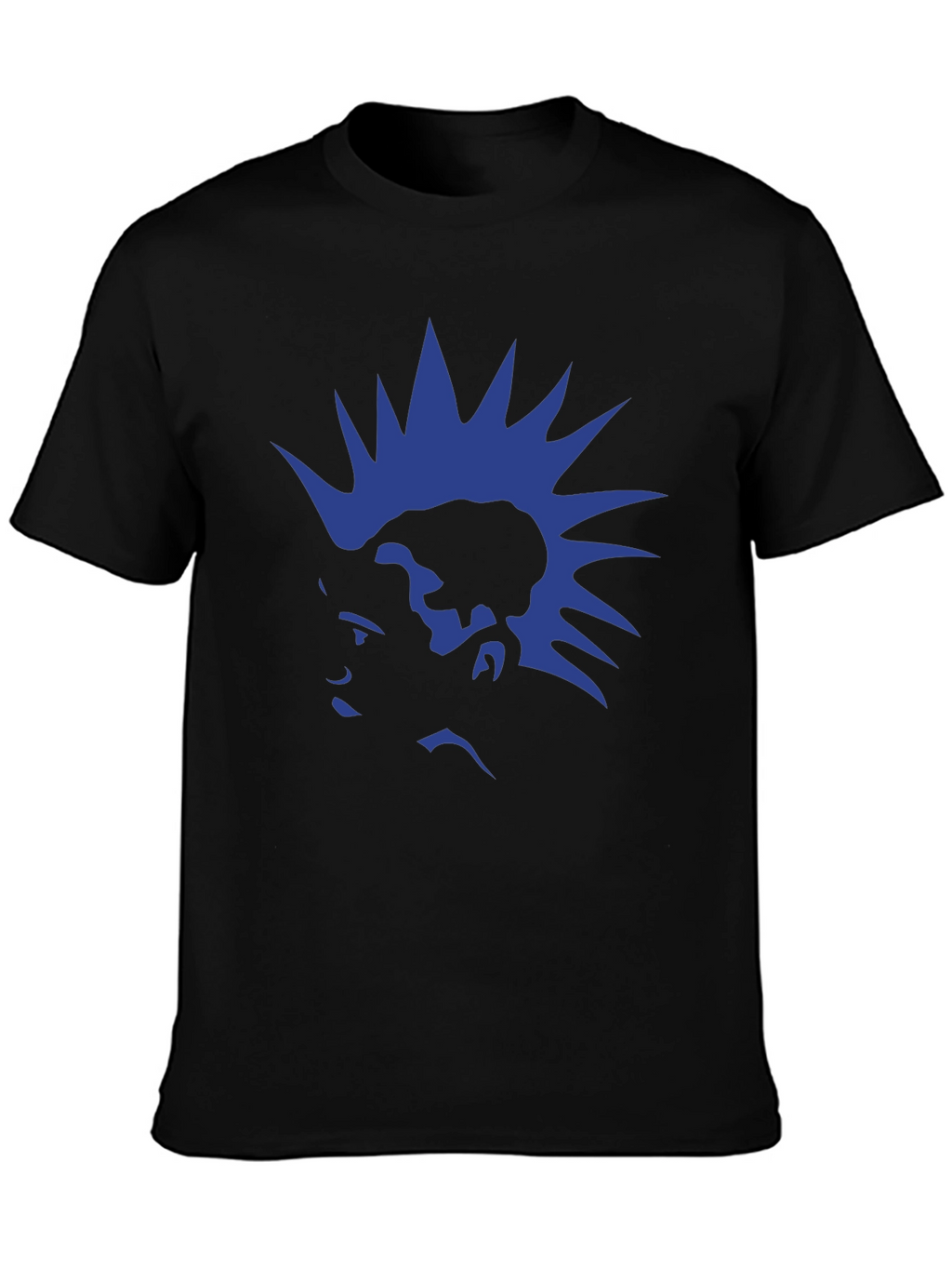 Blue Mohawk Graphic Black T-Shirt