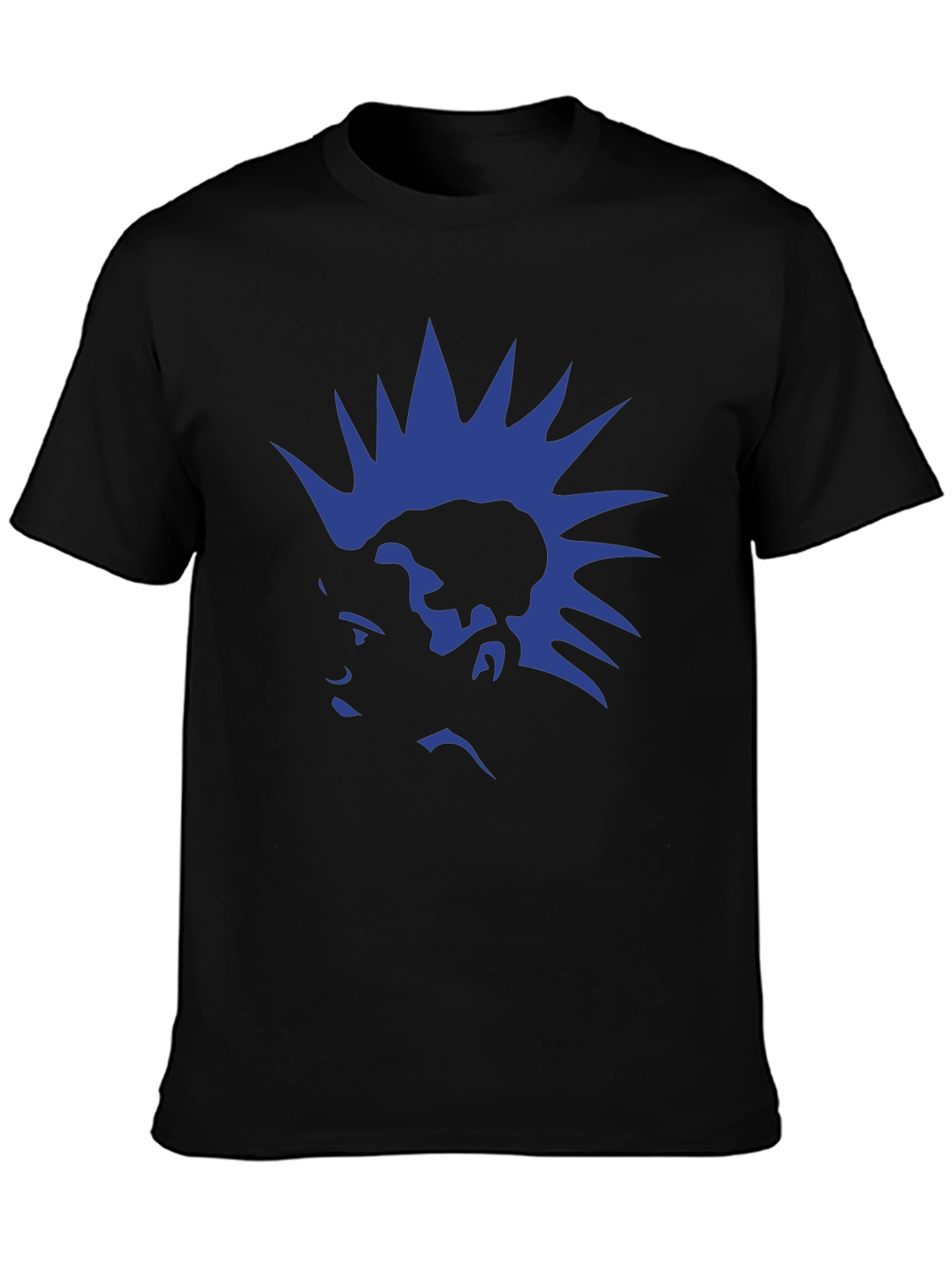Blue Mohawk Graphic Black T-Shirt