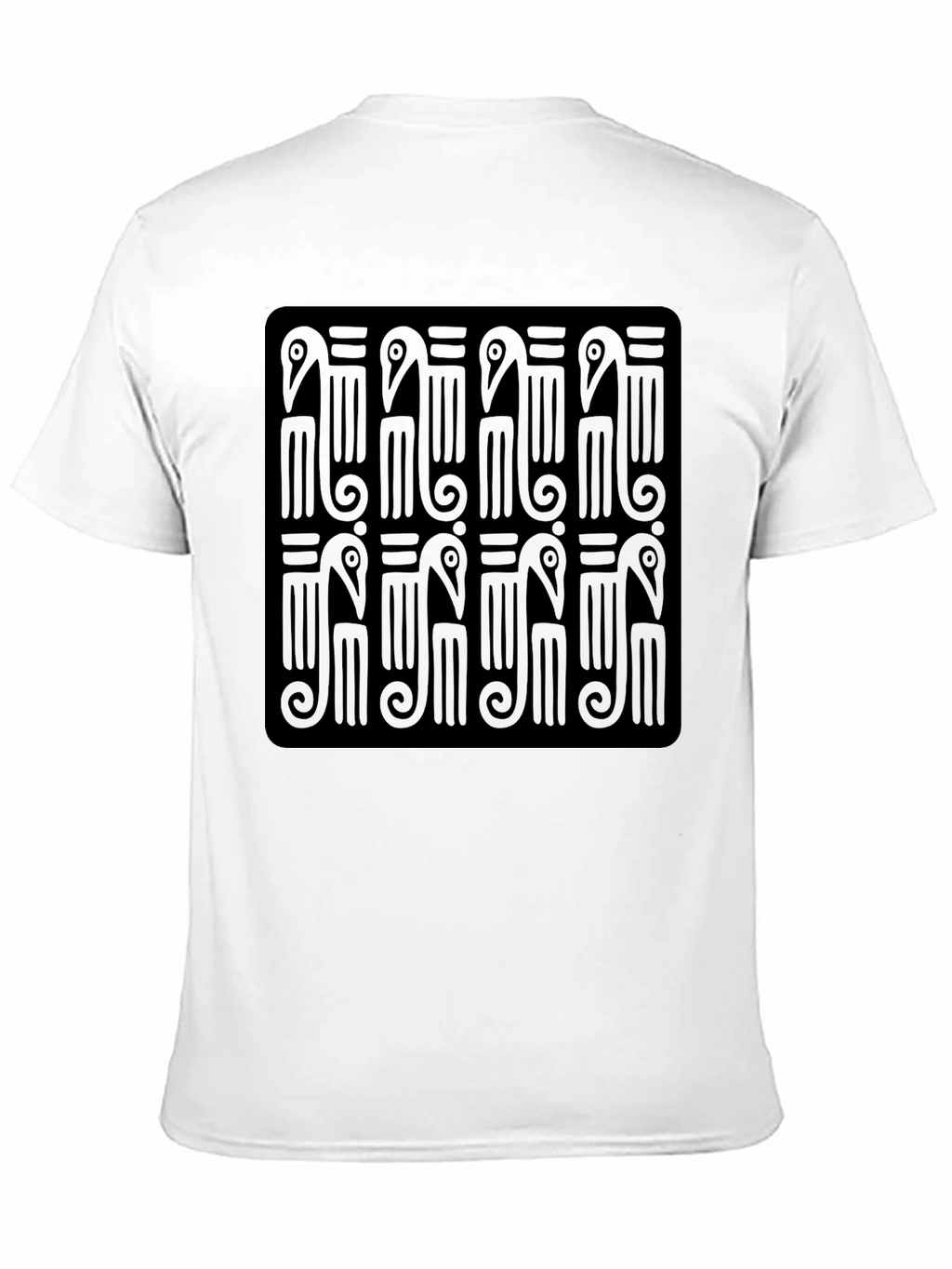 Black T-Shirt with Abstract Bird Pattern
