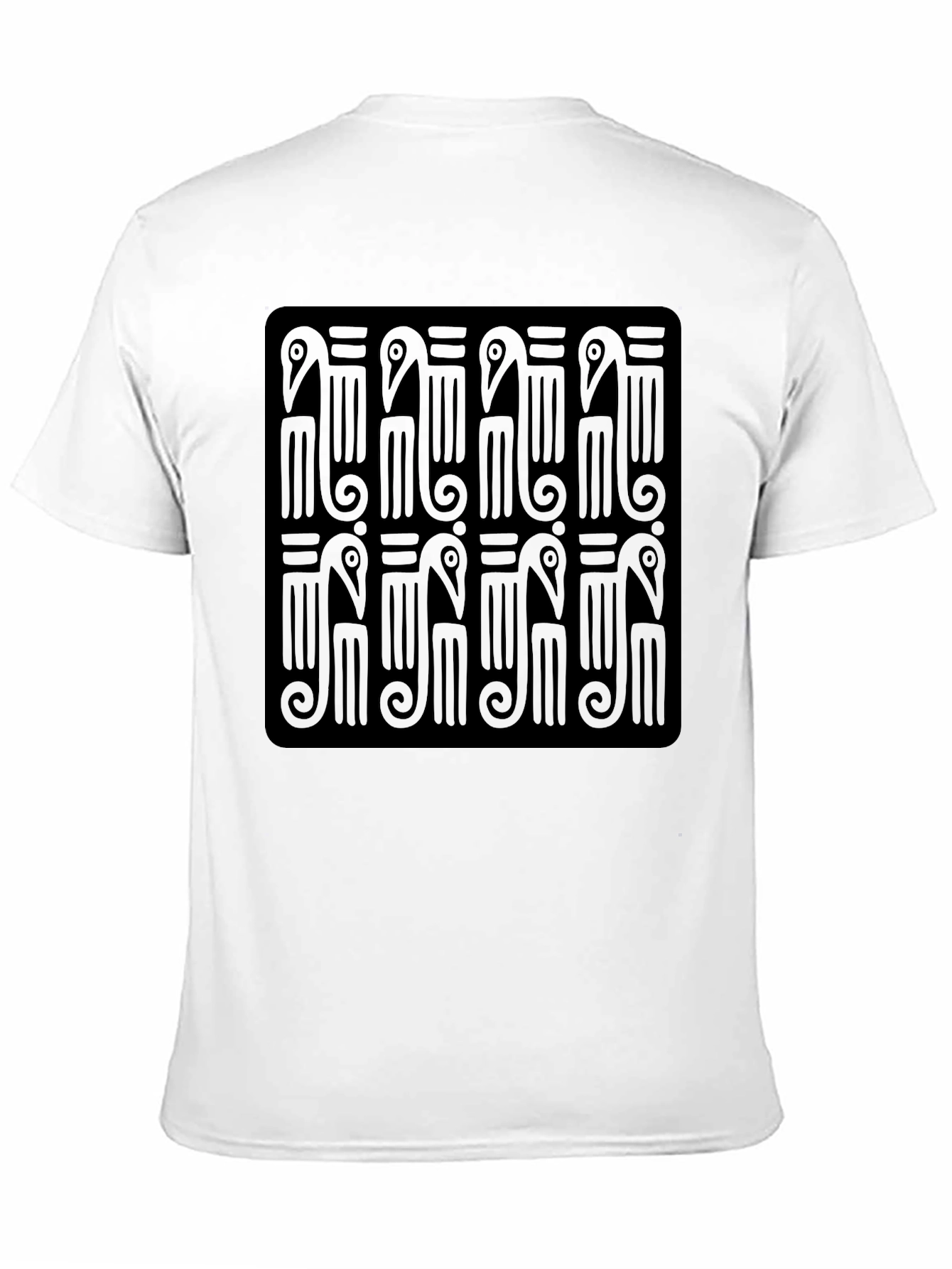 Black T-Shirt with Abstract Bird Pattern