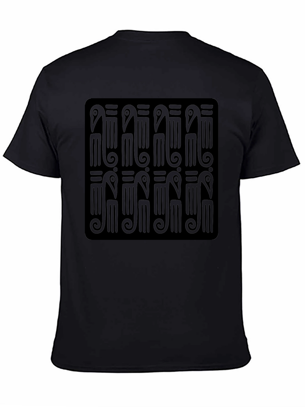 Black T-Shirt with Abstract Bird Pattern