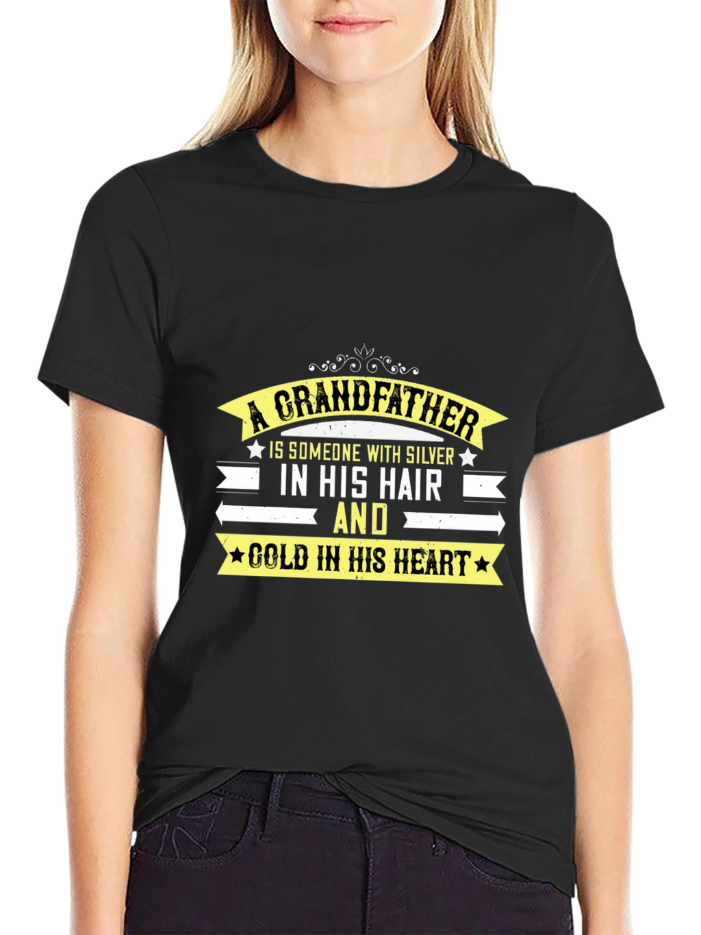 Grandfather T-Shirt: Silver Hair Gold Heart