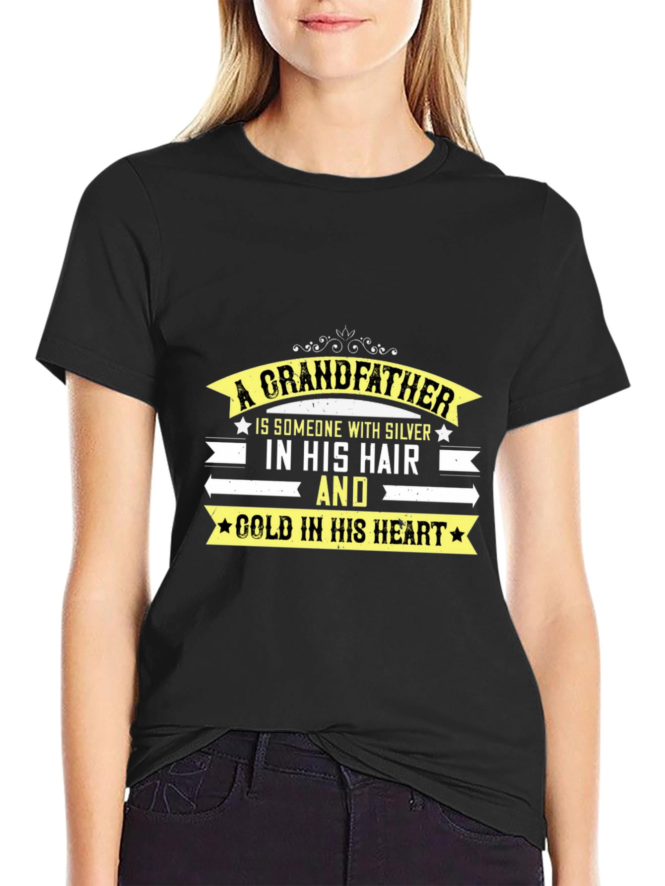 Grandfather T-Shirt: Silver Hair Gold Heart