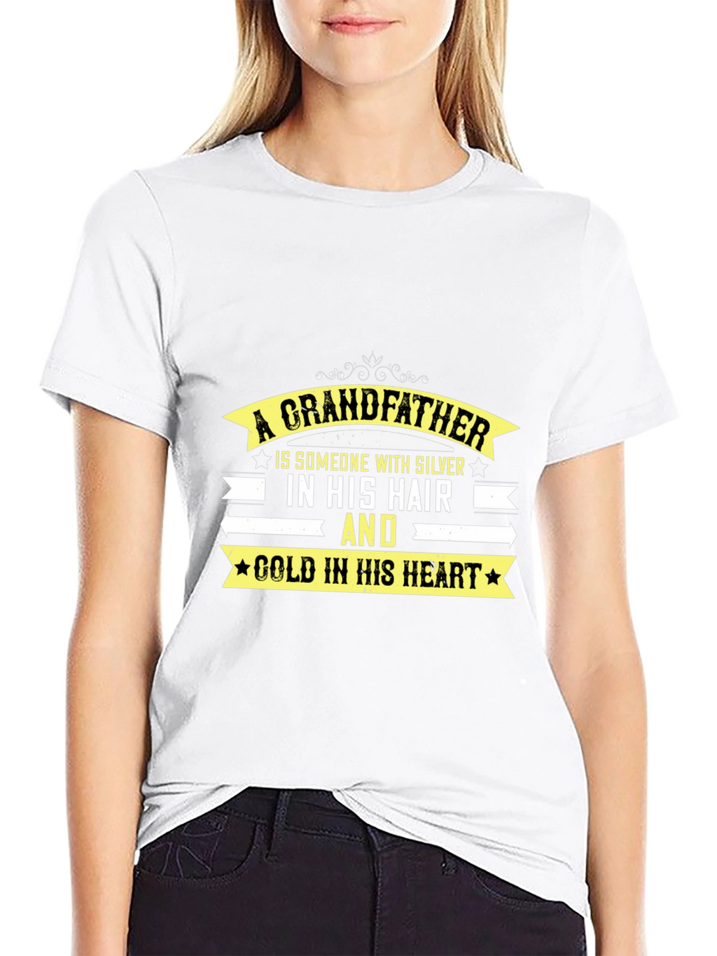 Grandfather T-Shirt: Silver Hair Gold Heart