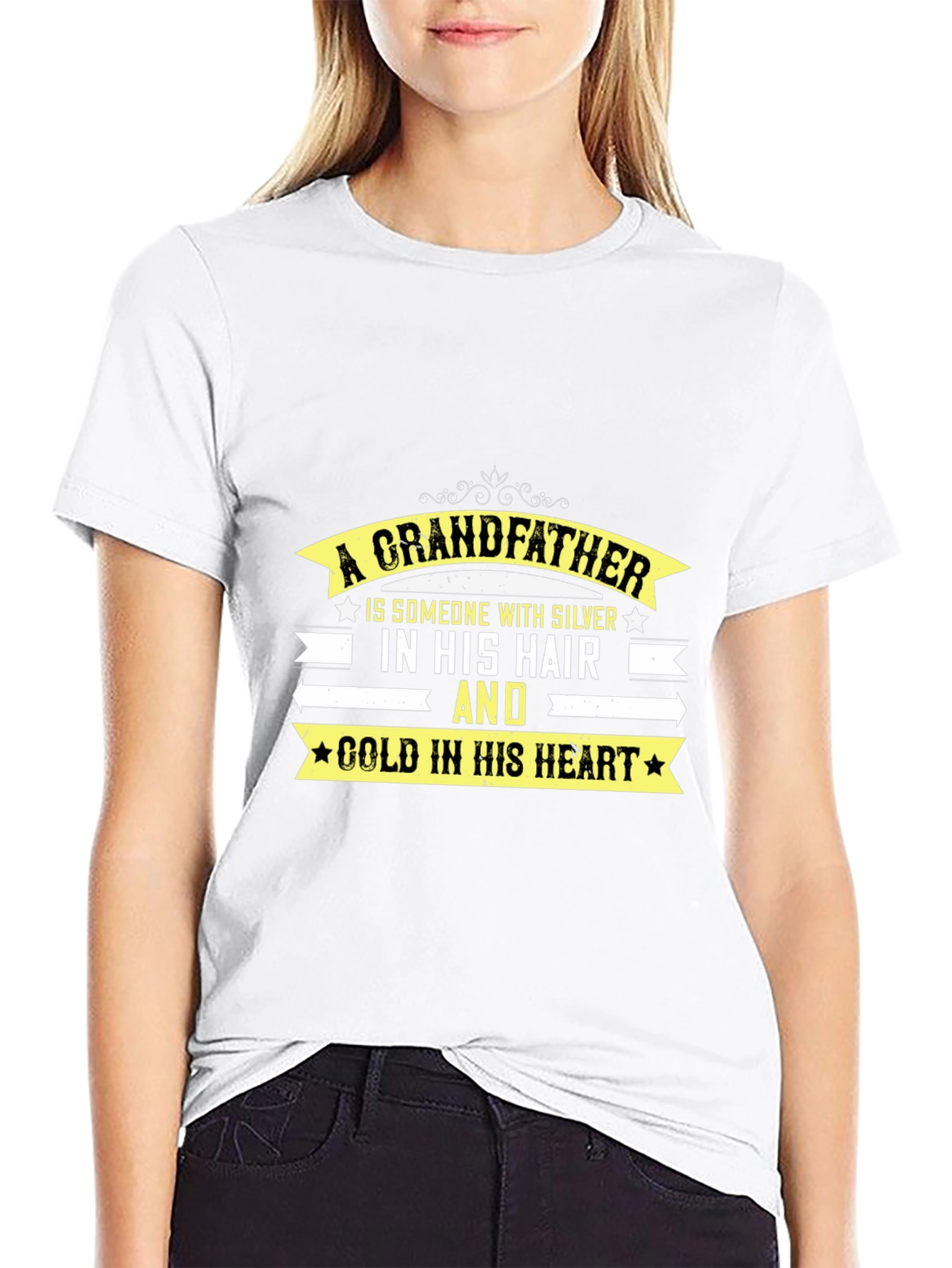 Grandfather T-Shirt: Silver Hair Gold Heart