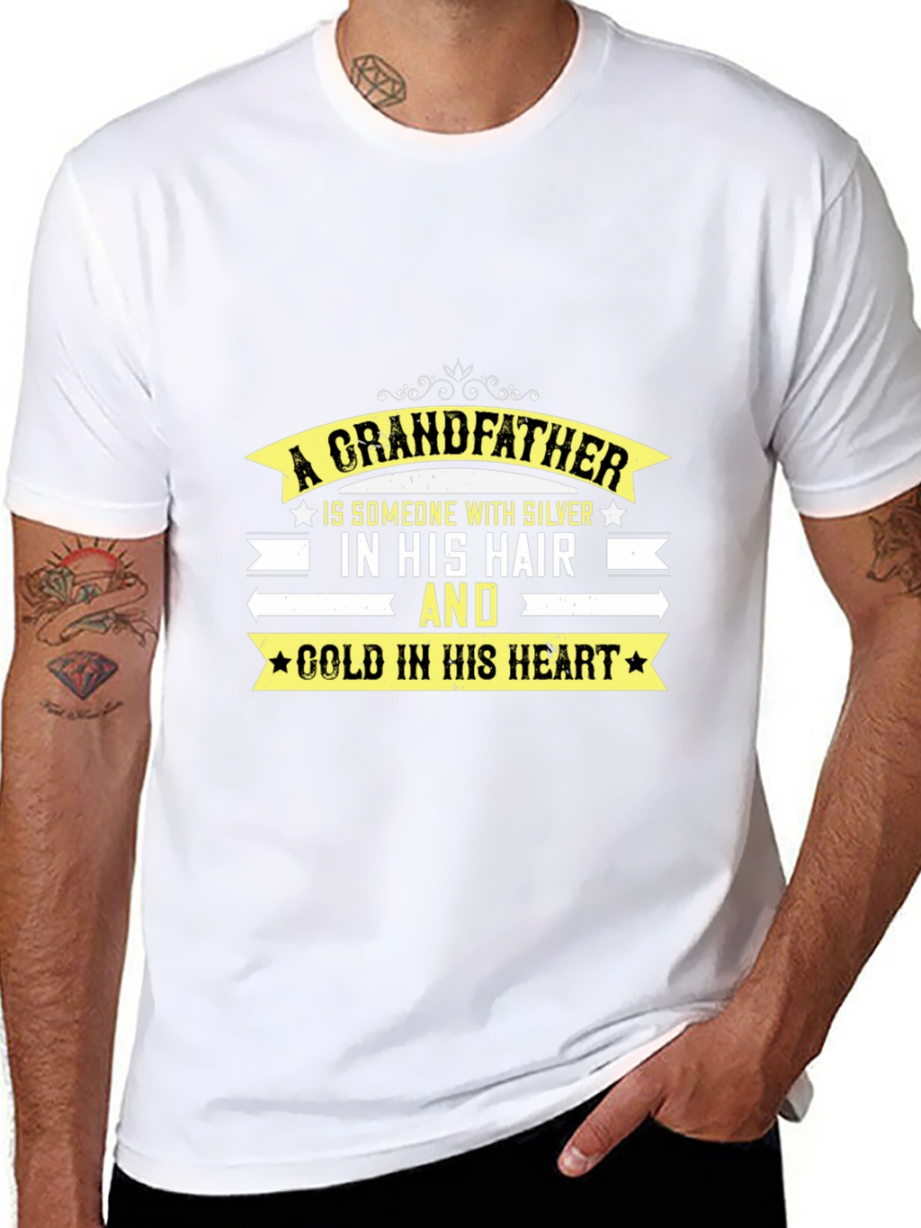 Grandfather T-Shirt: Silver Hair Gold Heart