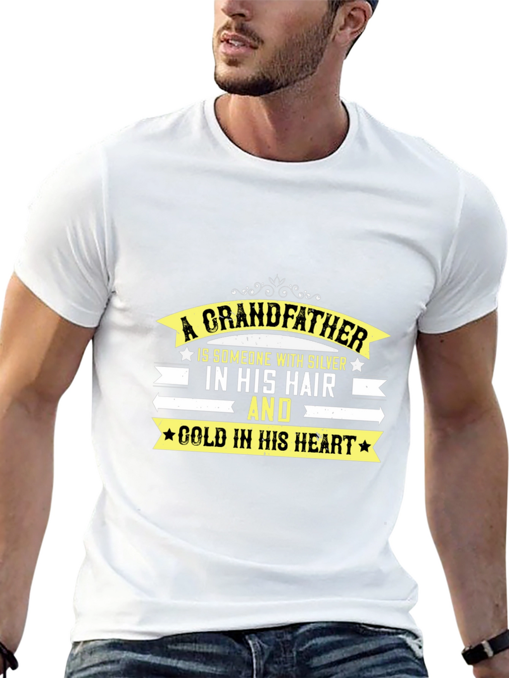 Grandfather T-Shirt: Silver Hair Gold Heart