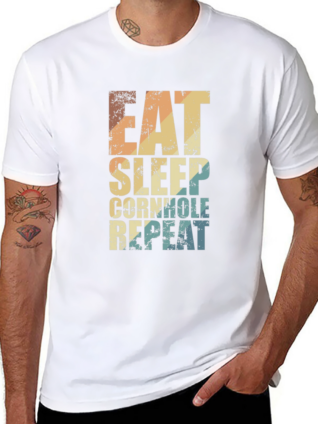 Eat Sleep Cornhole Repeat Graphic Tee