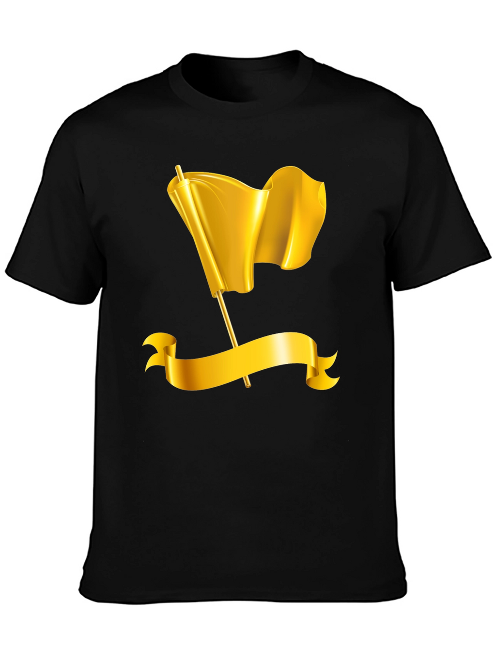 Gold Flag Graphic Tee - Premium Black T-Shirt