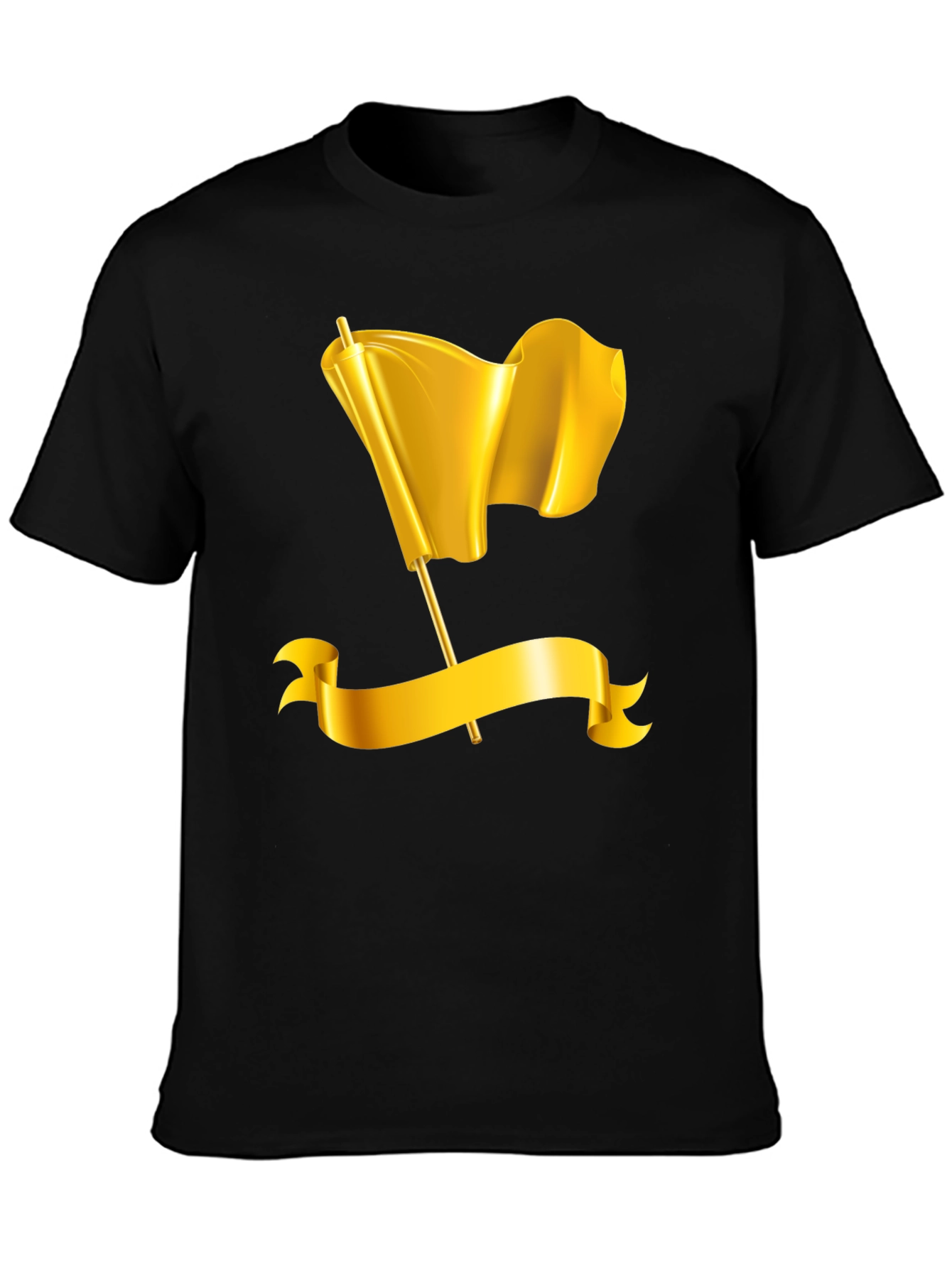 Gold Flag Graphic Tee - Premium Black T-Shirt