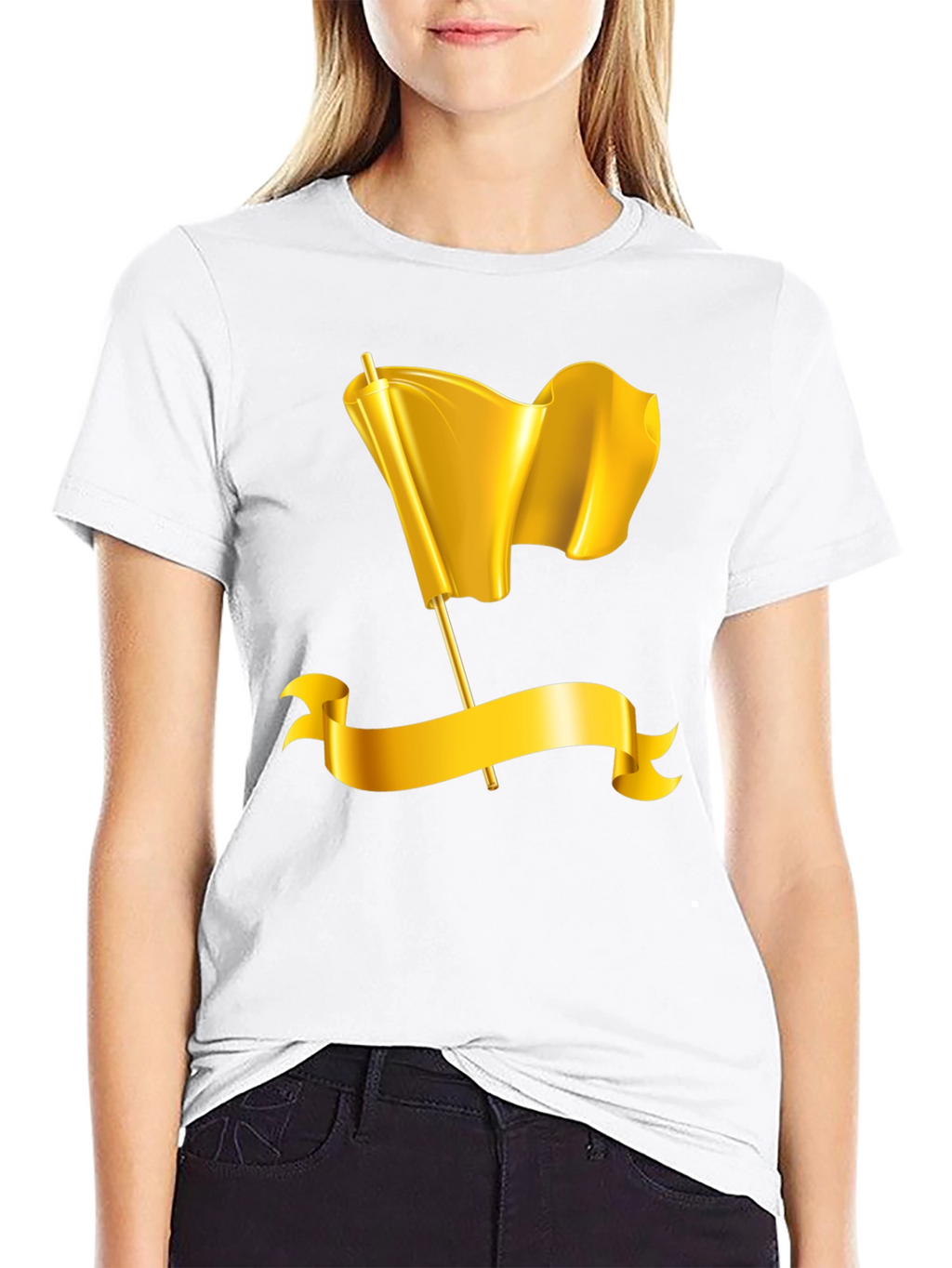 Gold Flag Graphic Tee - Premium Black T-Shirt