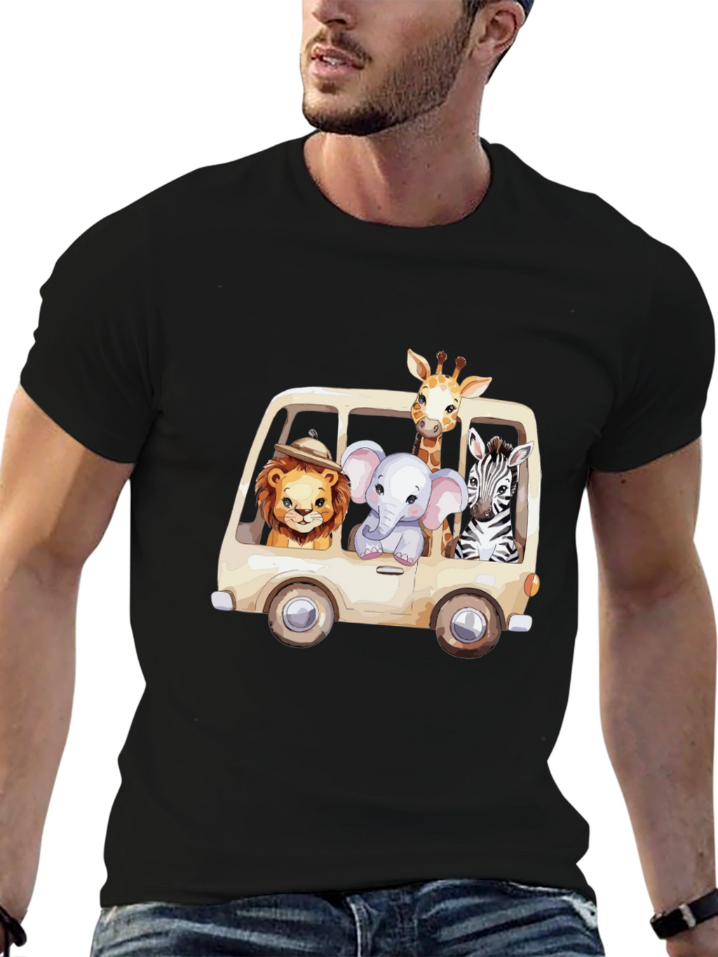 Safari Animals in a Van Graphic Tee