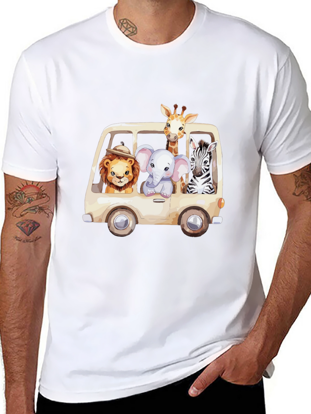 Safari Animals in a Van Graphic Tee