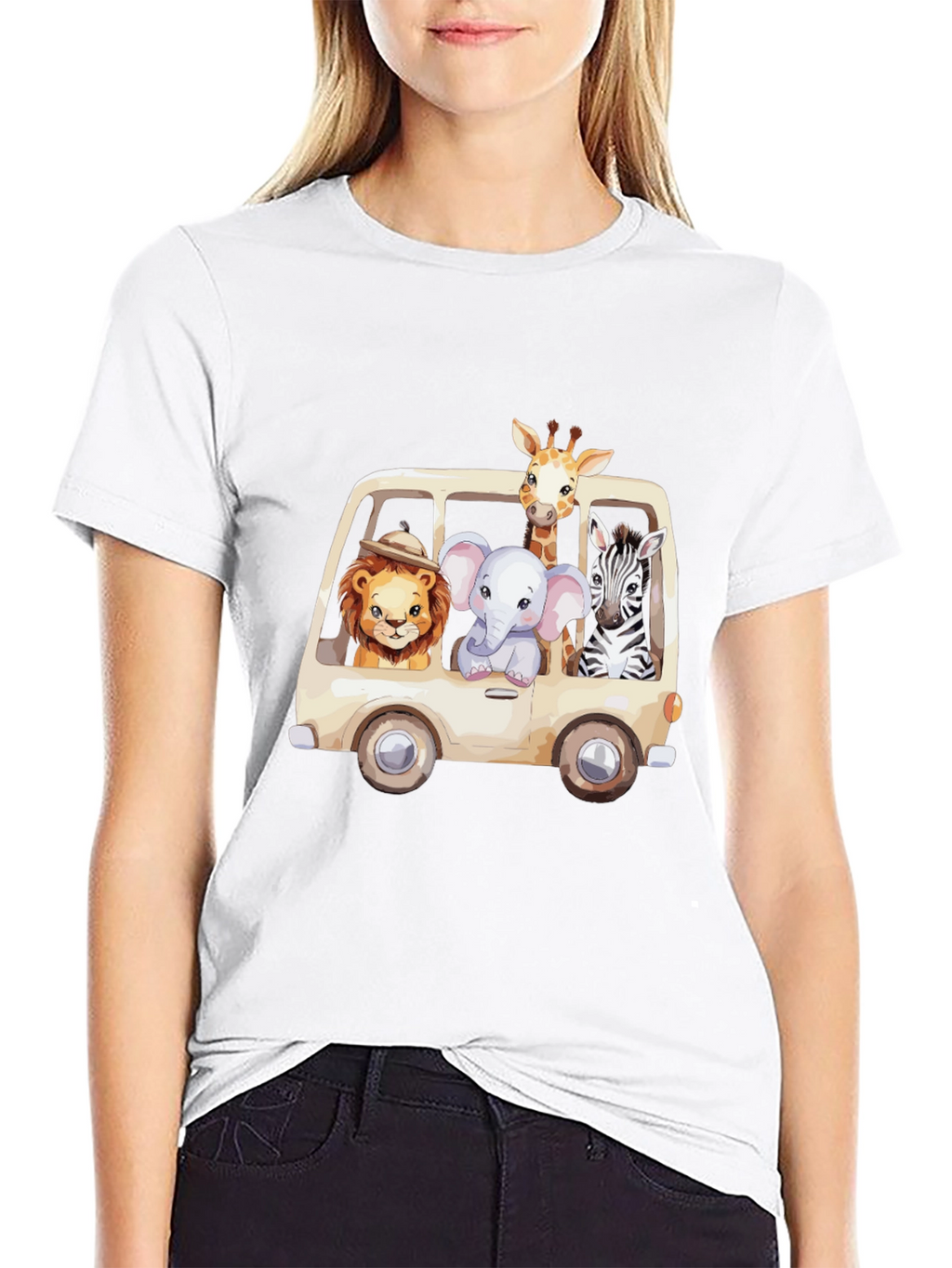 Safari Animals in a Van Graphic Tee