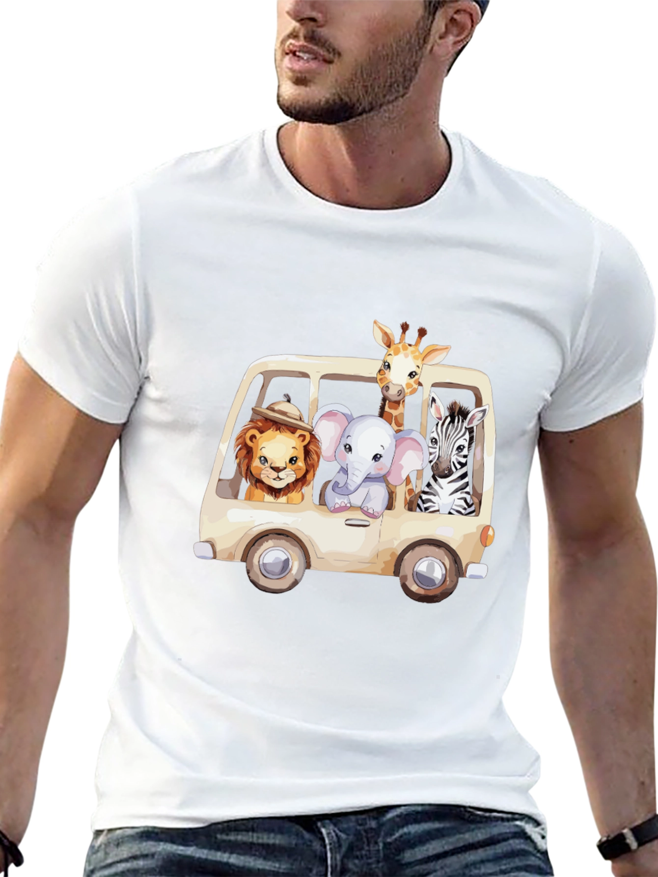 Safari Animals in a Van Graphic Tee