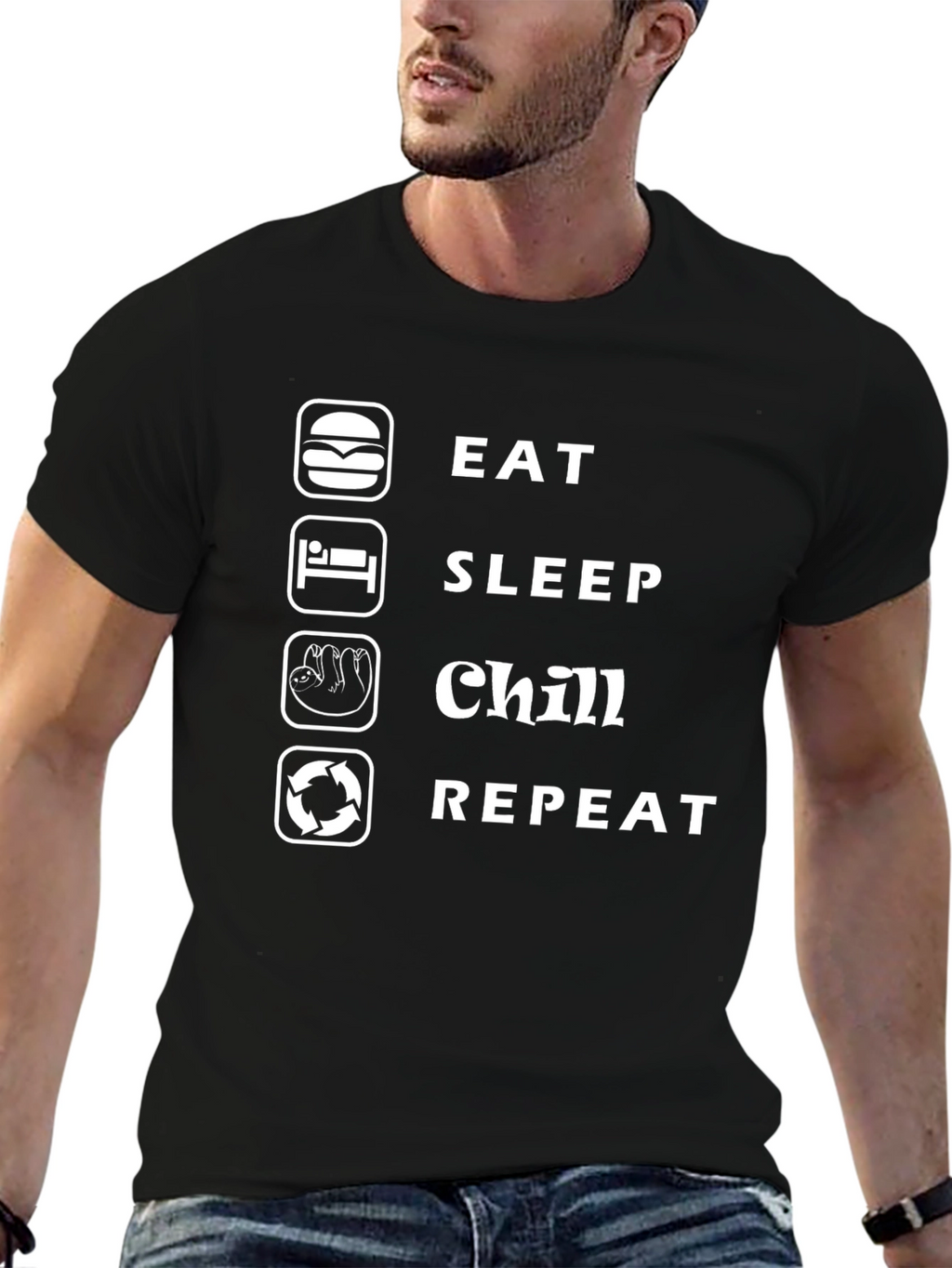 Eat Sleep Chill Repeat Funny Graphic Tee