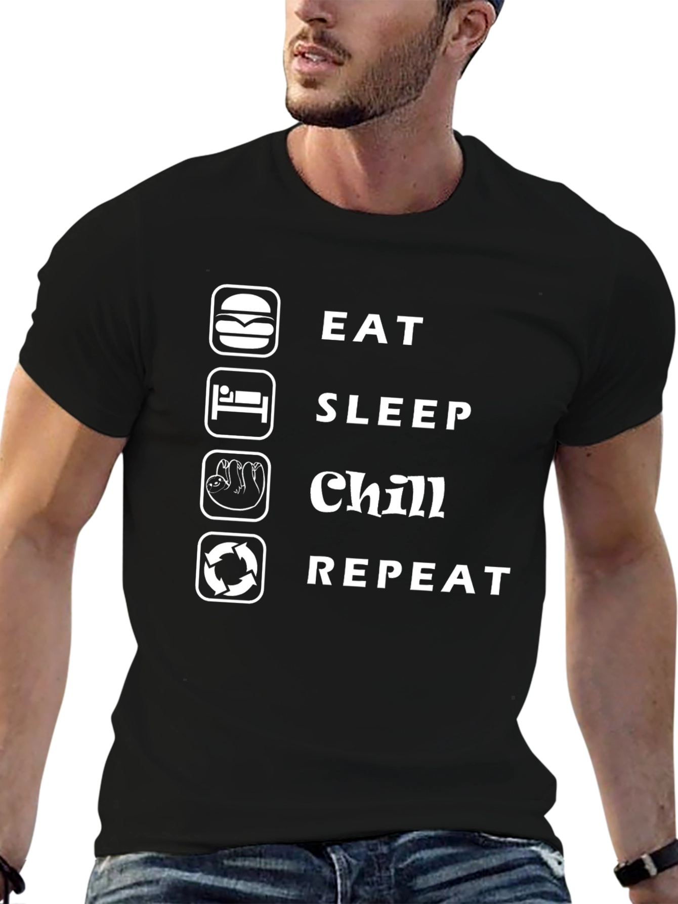 Eat Sleep Chill Repeat Funny Graphic Tee