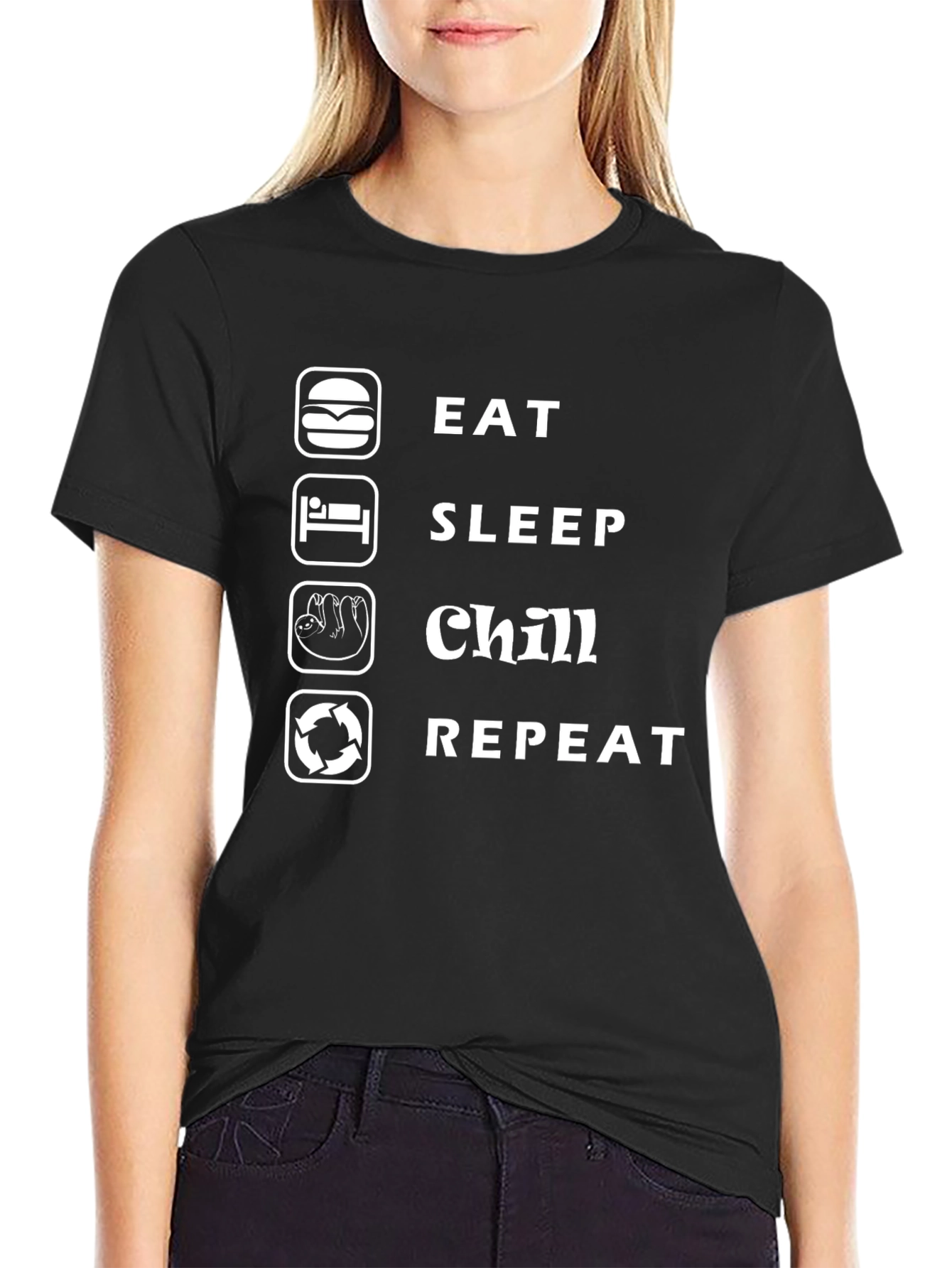 Eat Sleep Chill Repeat Funny Graphic Tee