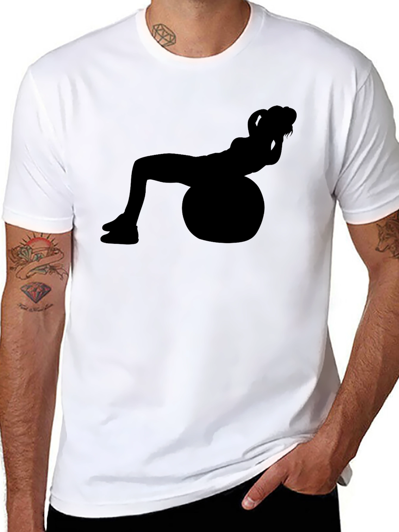 Fitness Ball Silhouette Graphic T-Shirt