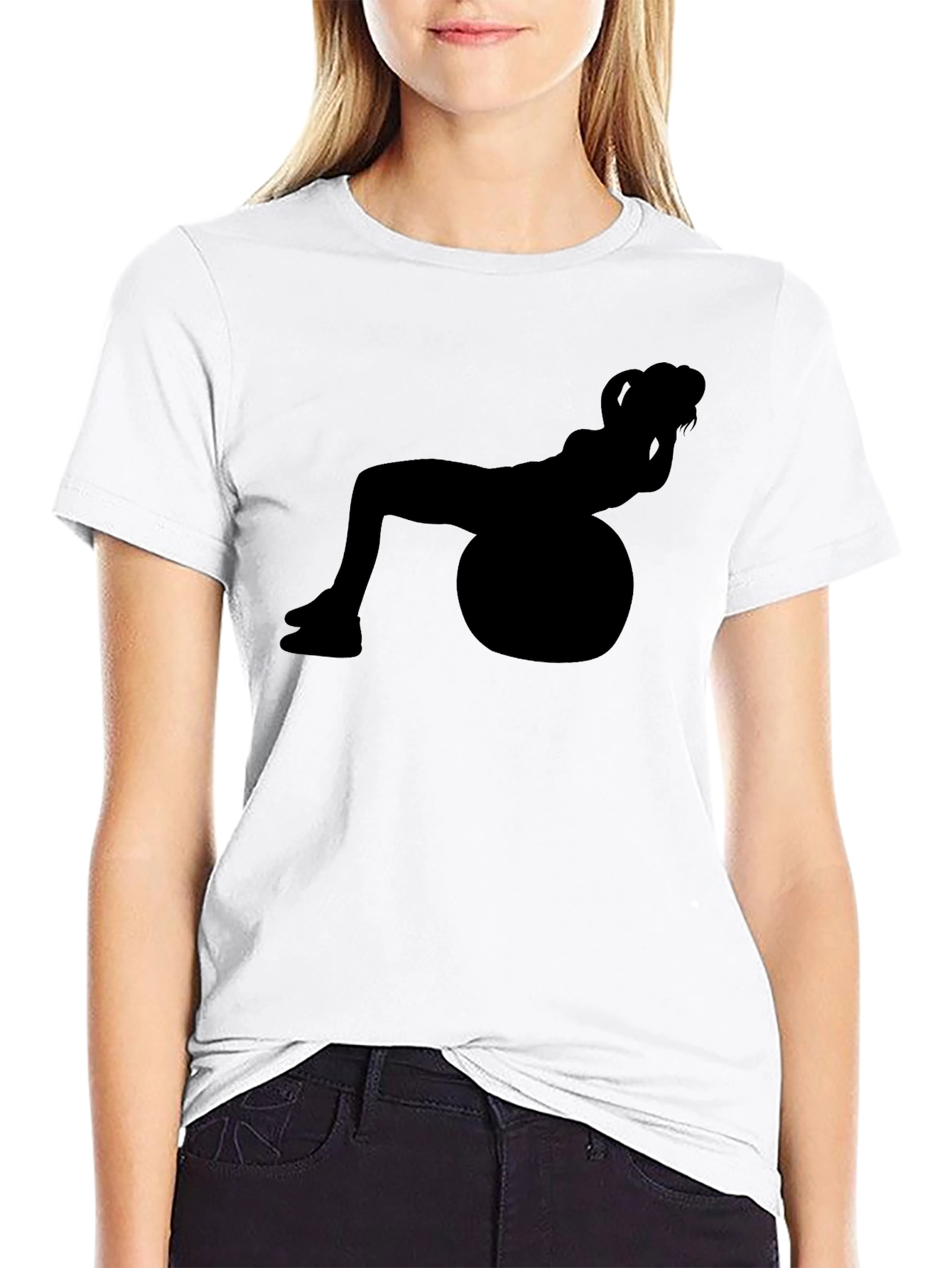 Fitness Ball Silhouette Graphic T-Shirt