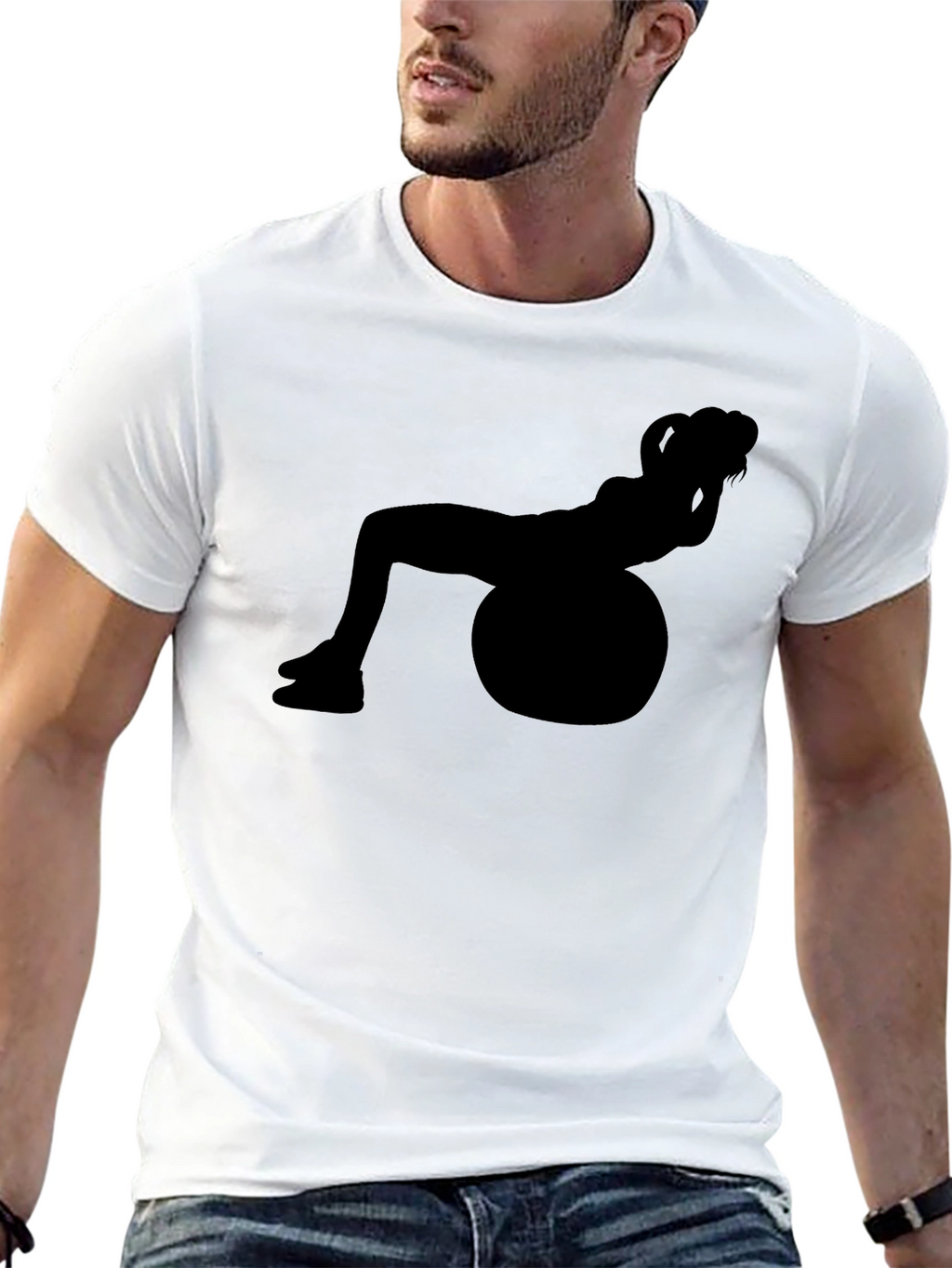 Fitness Ball Silhouette Graphic T-Shirt
