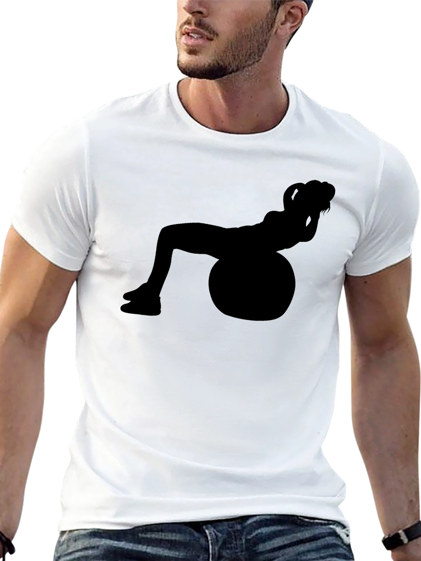 Fitness Ball Silhouette Graphic T-Shirt