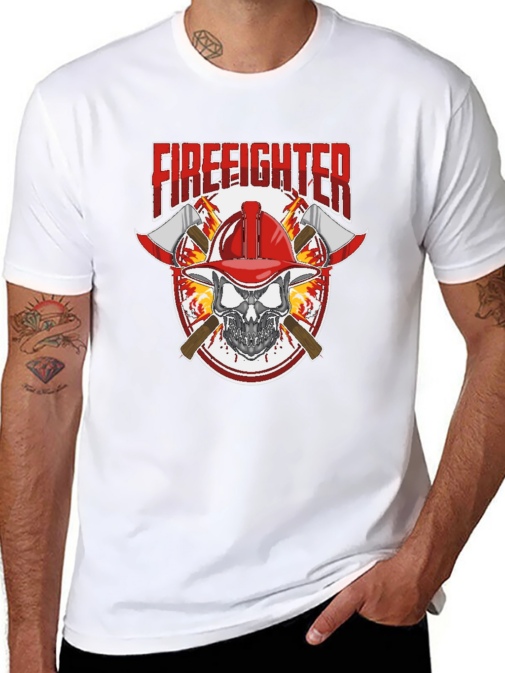 Firefighter Skull Graphic Tee