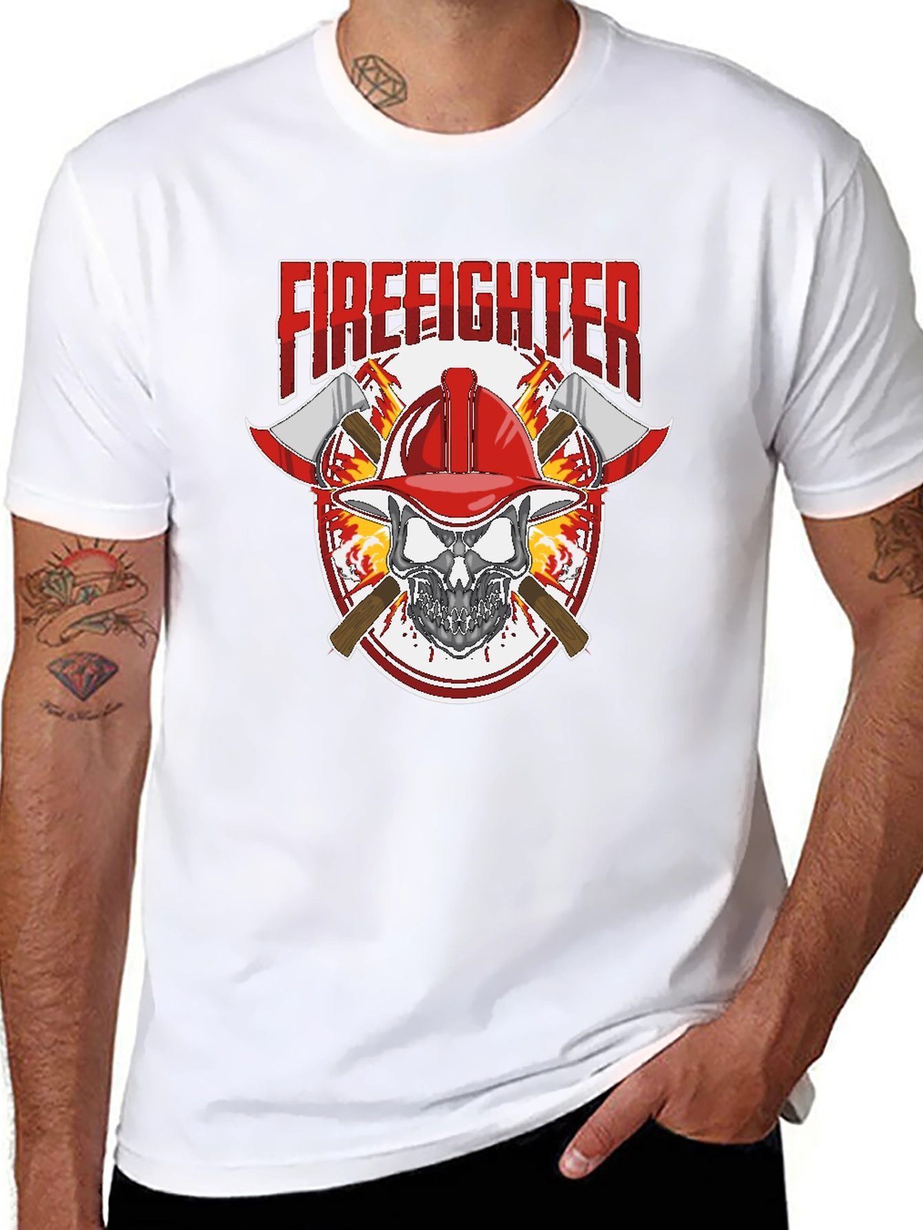 Firefighter Skull Graphic Tee