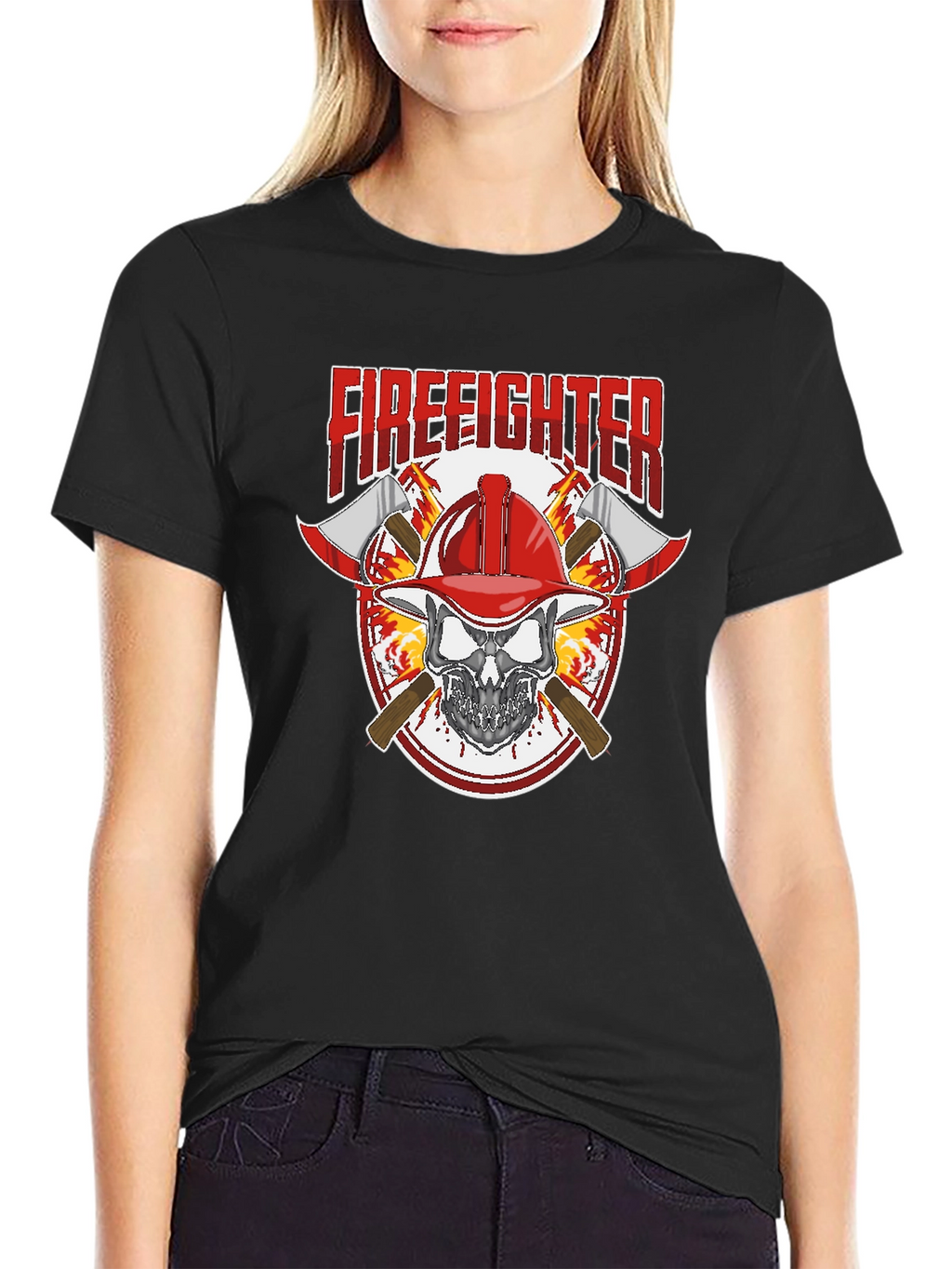 Firefighter Skull Graphic Tee
