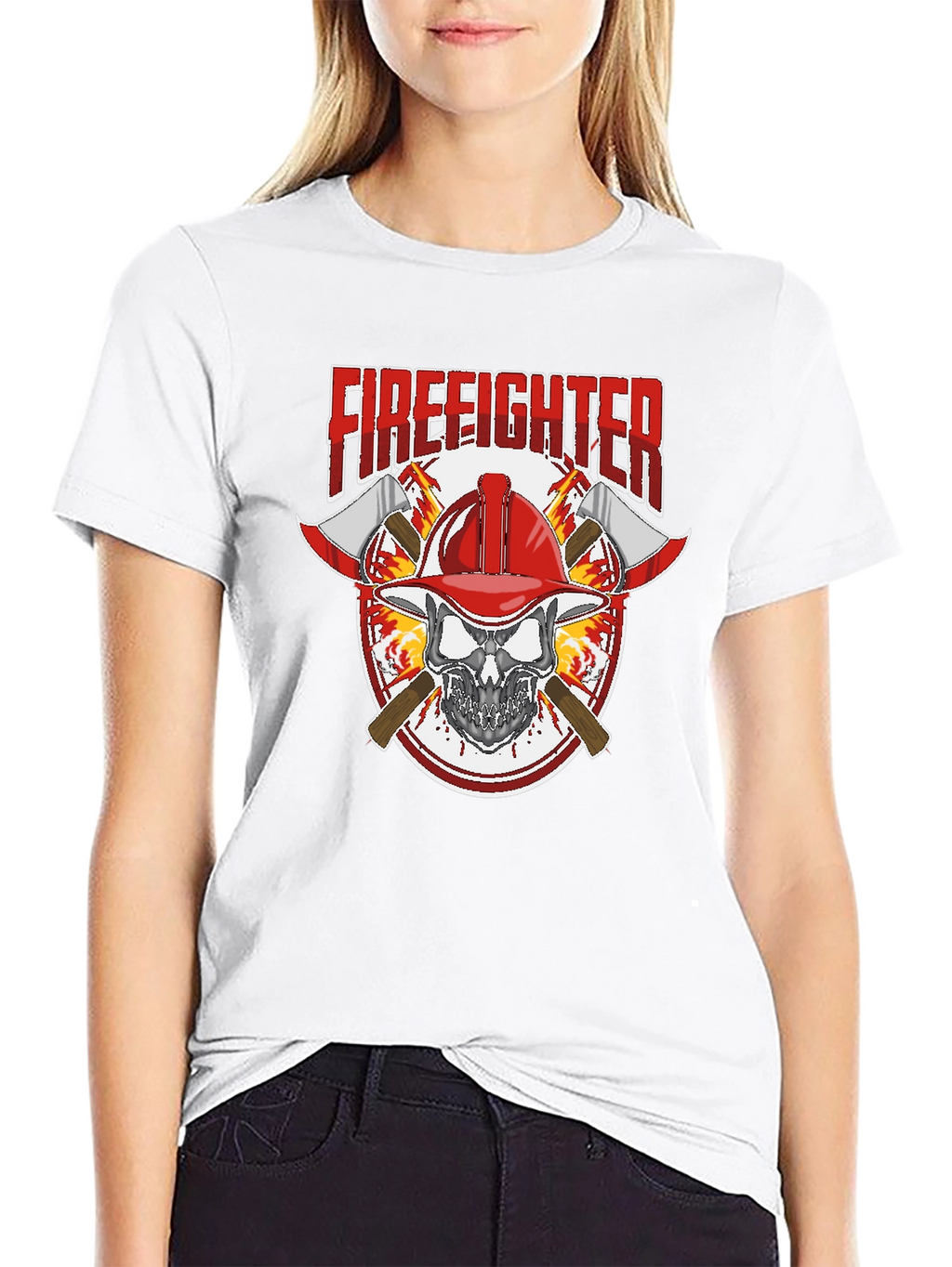 Firefighter Skull Graphic Tee