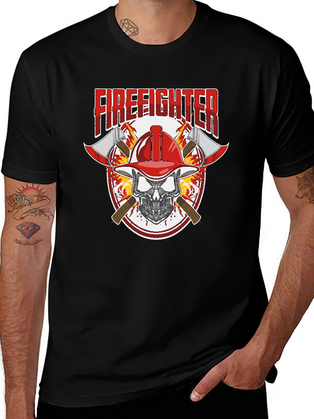 Firefighter Skull Graphic Tee