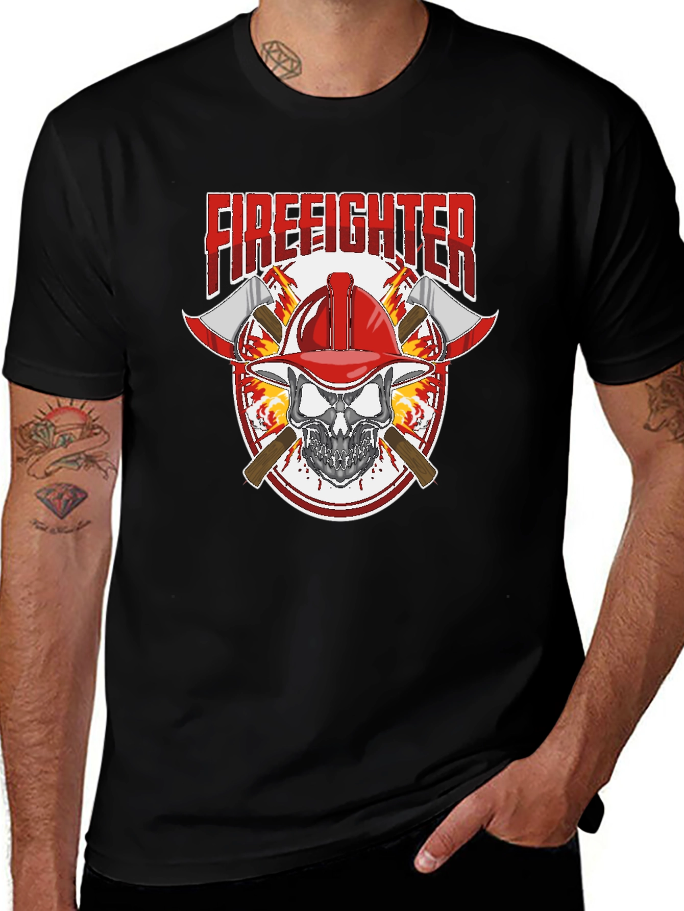 Firefighter Skull Graphic Tee
