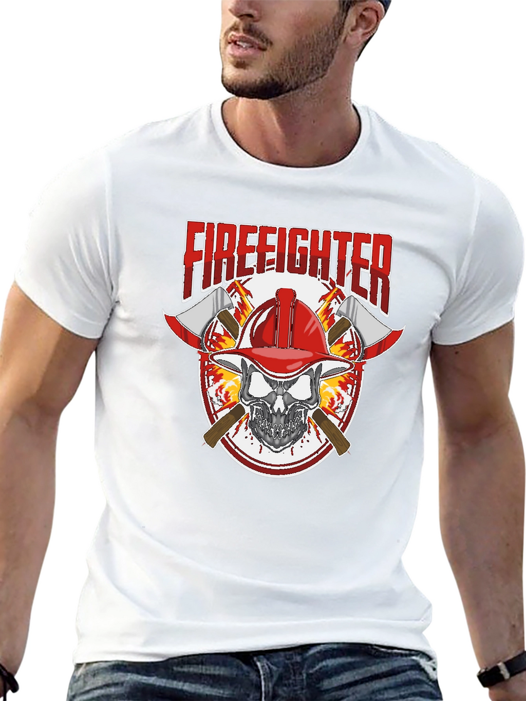 Firefighter Skull Graphic Tee