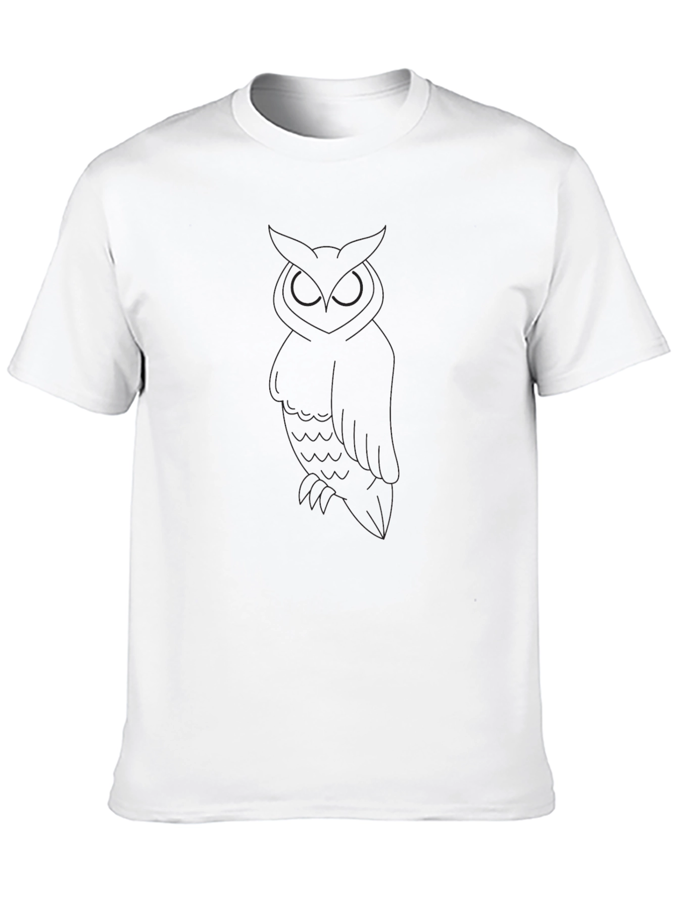 Mens Black Owl Outline Graphic T-Shirt
