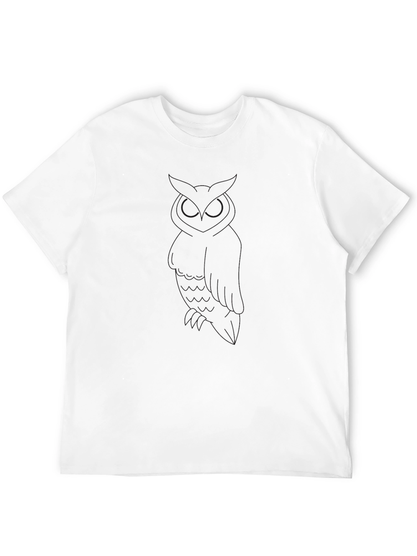 Mens Black Owl Outline Graphic T-Shirt