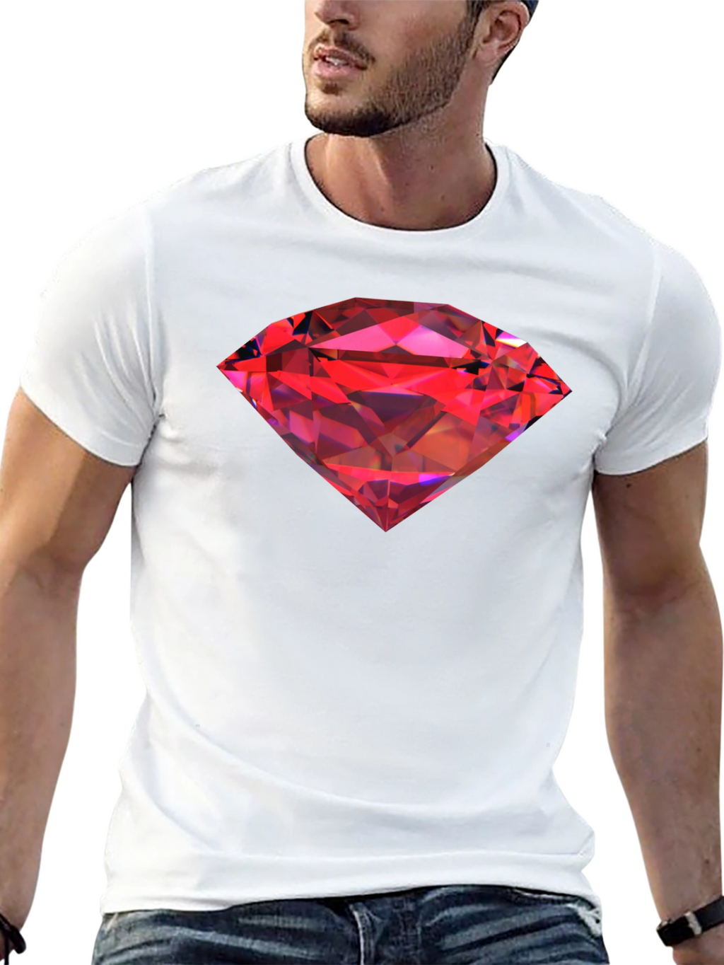 Red Diamond Graphic Black T-Shirt