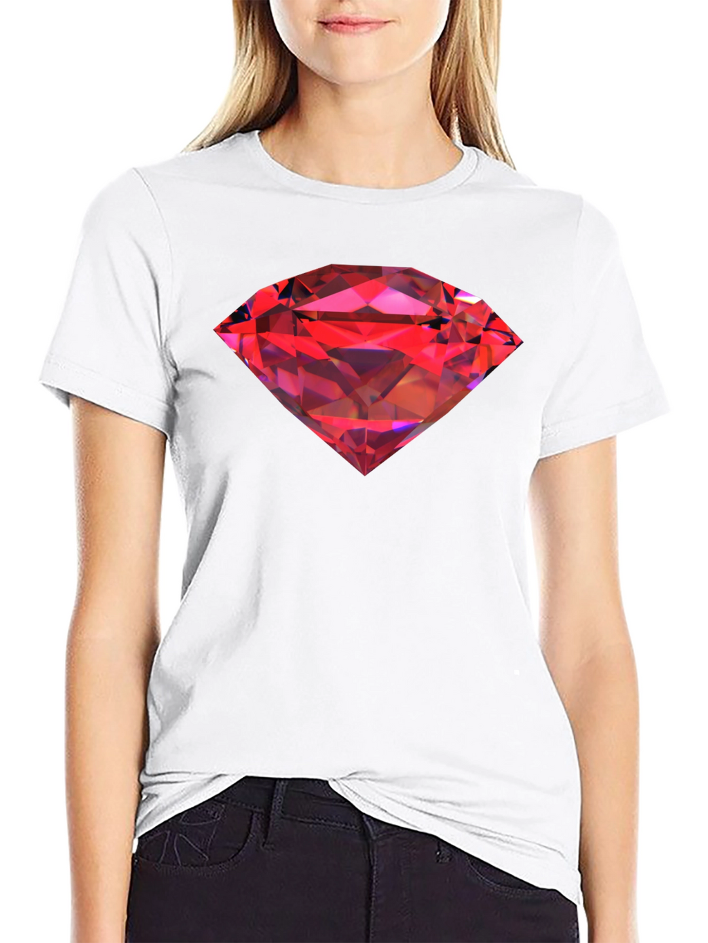 Red Diamond Graphic Black T-Shirt