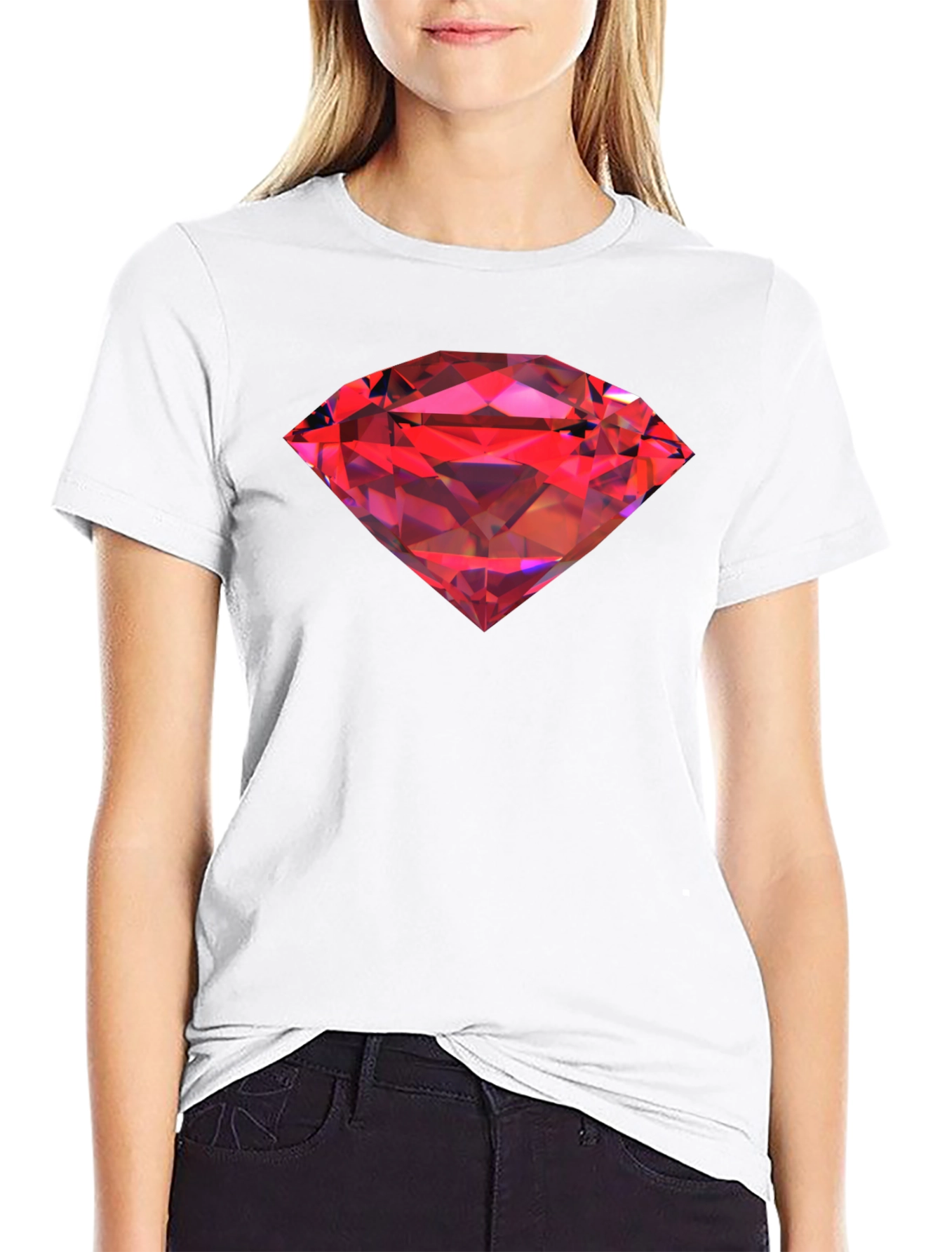 Red Diamond Graphic Black T-Shirt