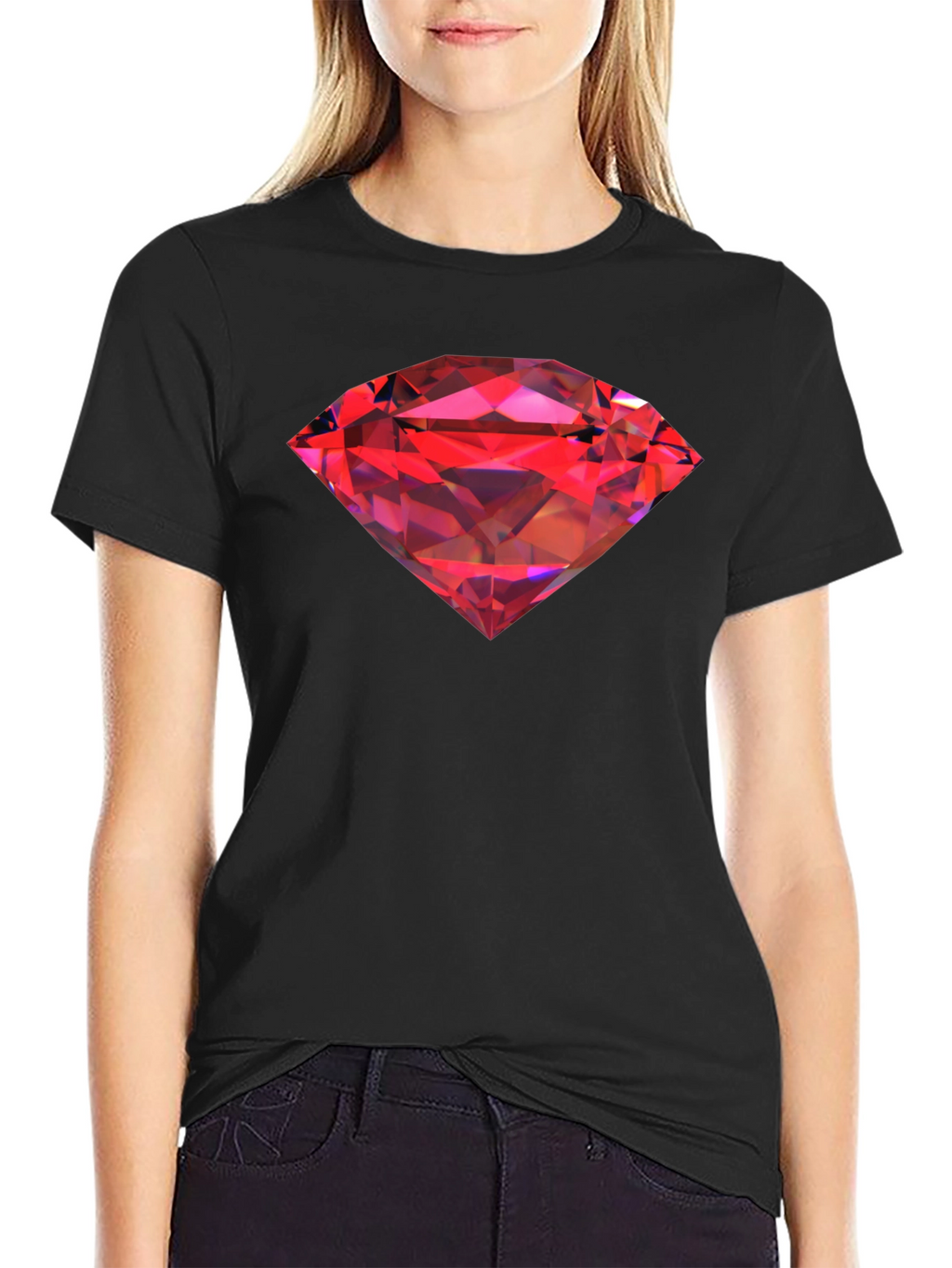 Red Diamond Graphic Black T-Shirt