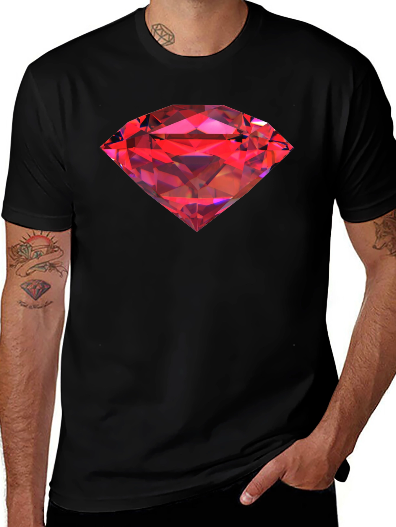 Red Diamond Graphic Black T-Shirt