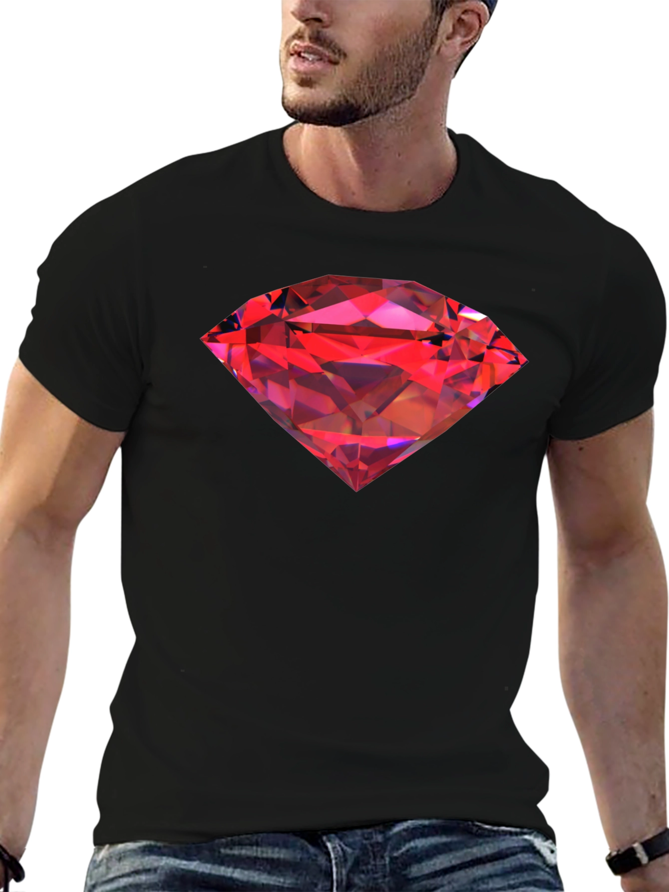 Red Diamond Graphic Black T-Shirt