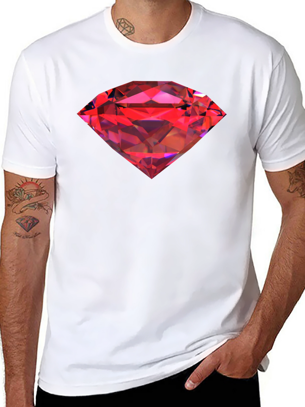 Red Diamond Graphic Black T-Shirt