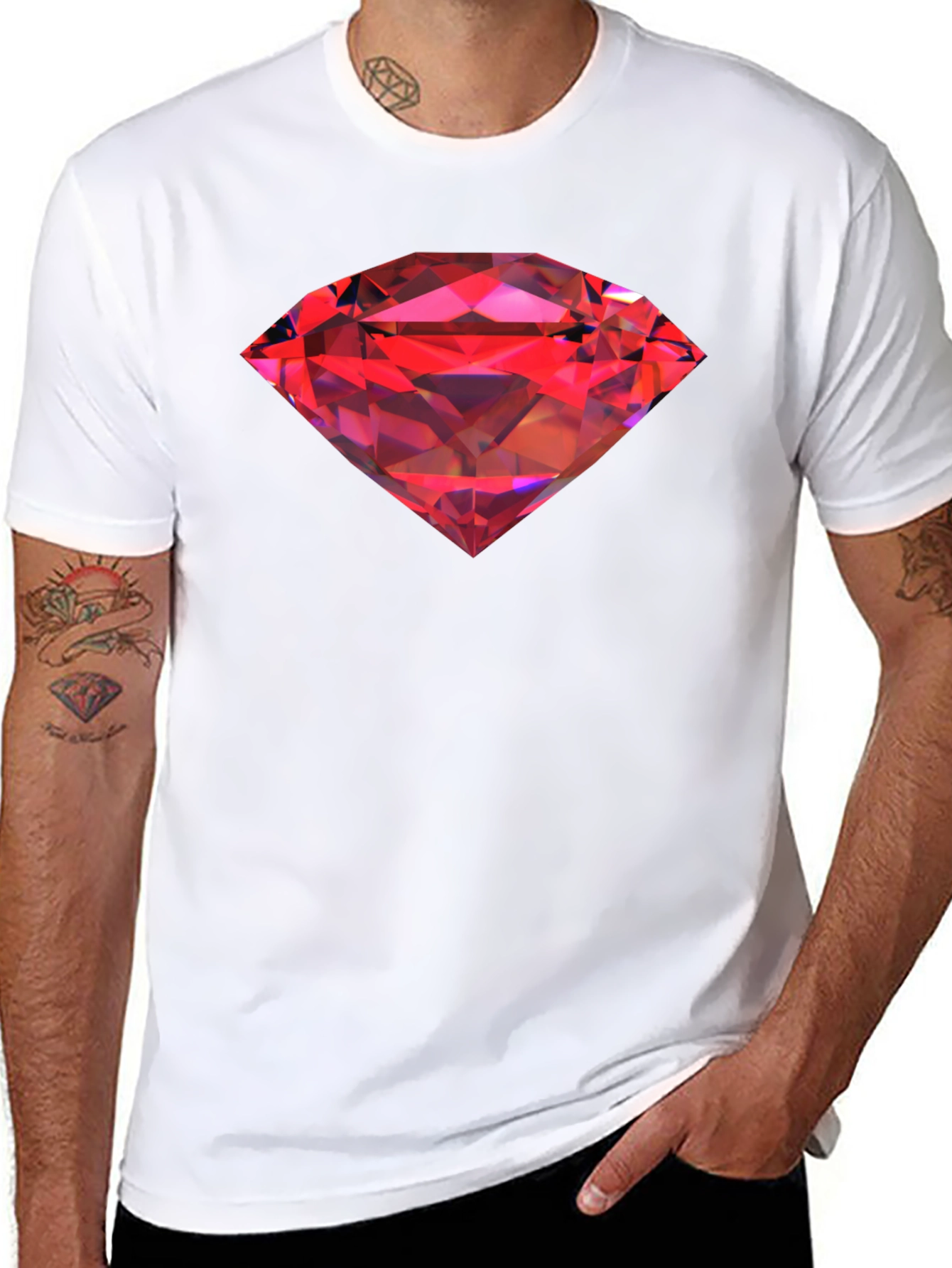 Red Diamond Graphic Black T-Shirt