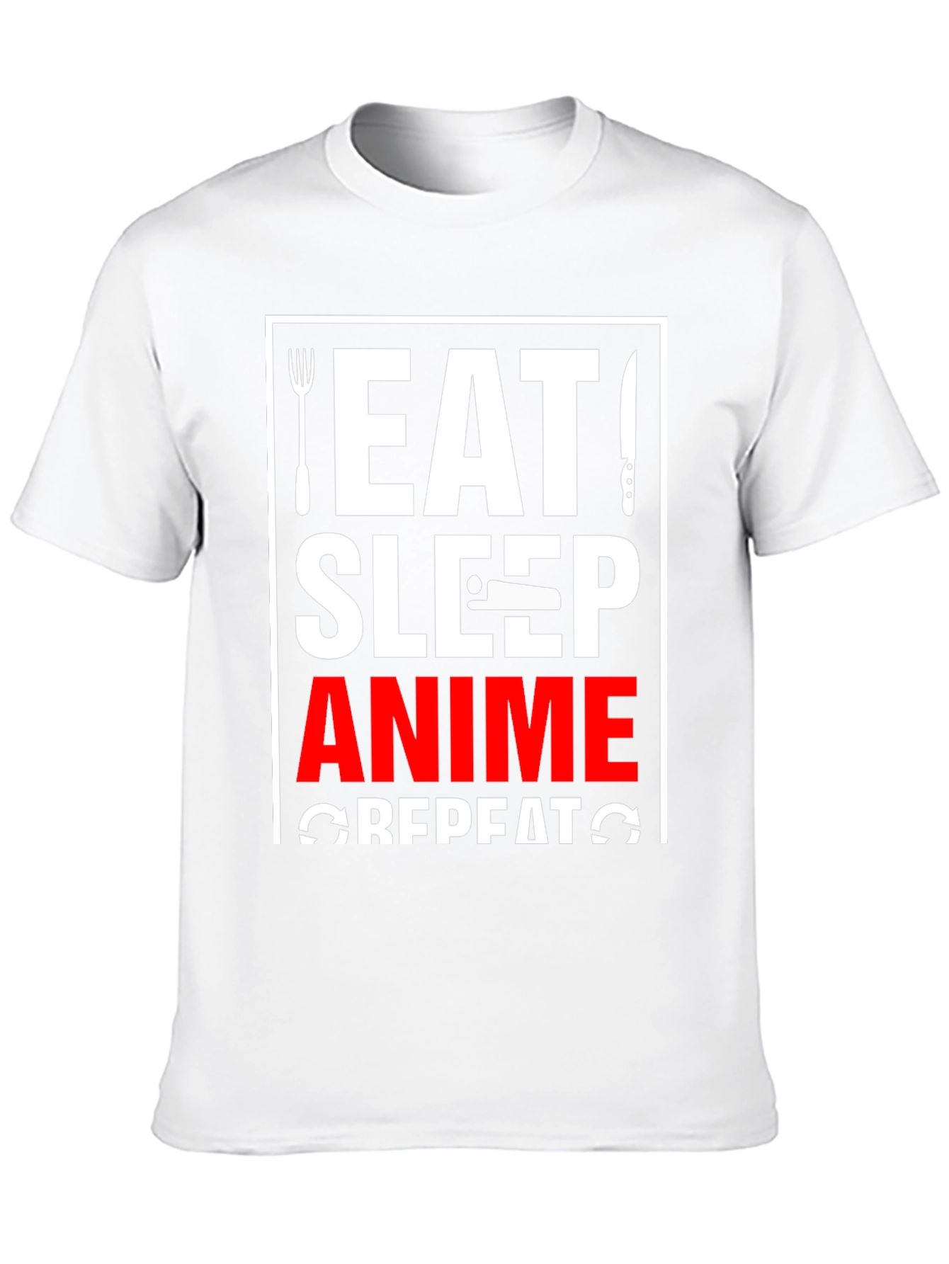 Eat Sleep Anime Repeat Black Graphic T-Shirt